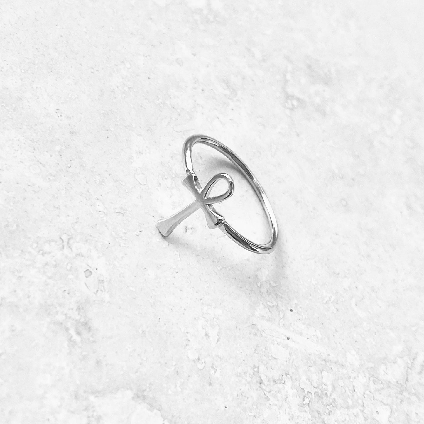 Sterling Silver Dainty Ankh Ring – Key of Life Cross Silver Rings