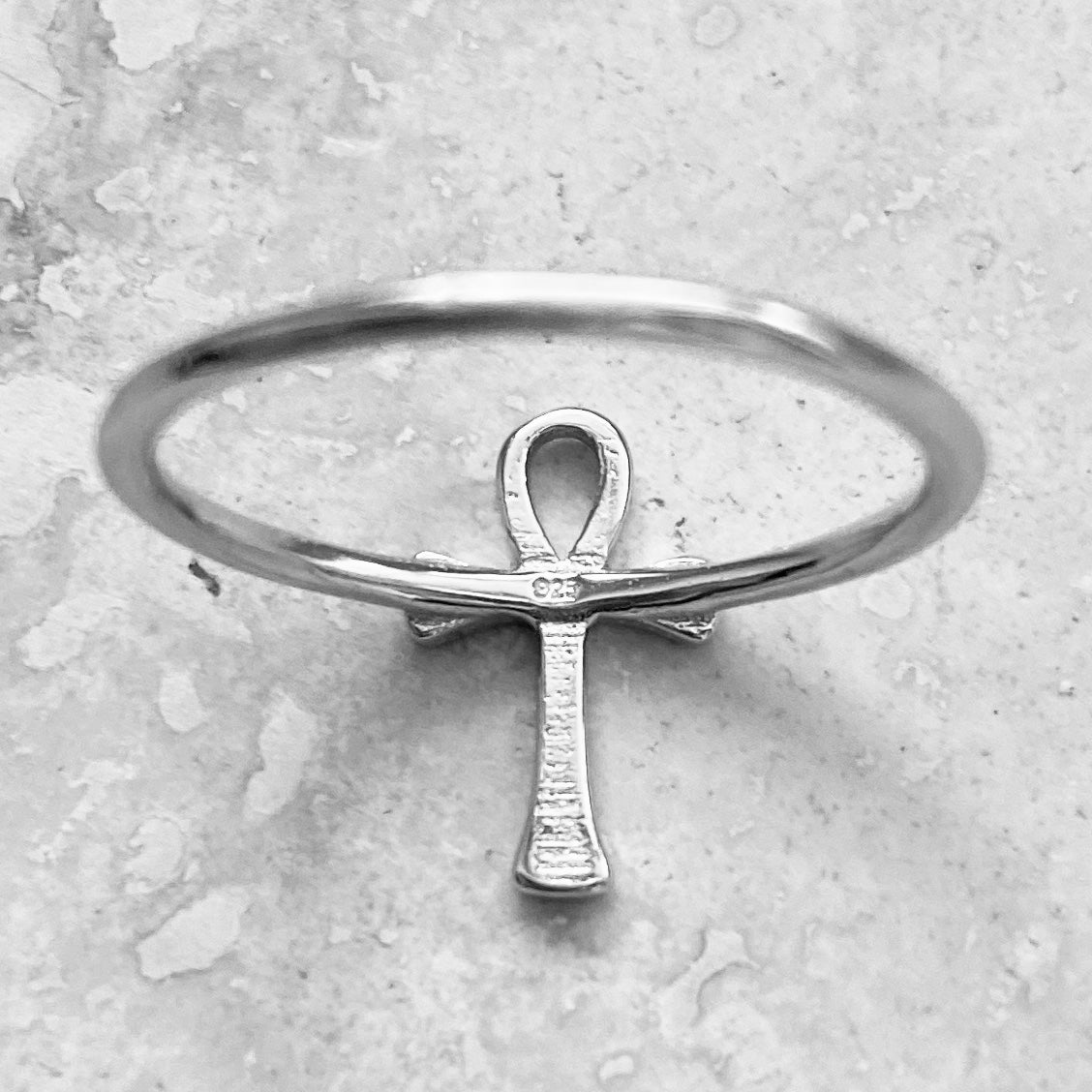 Sterling Silver High Polish Ankh Ring, Key of Life Silver Ring, Cross Rings