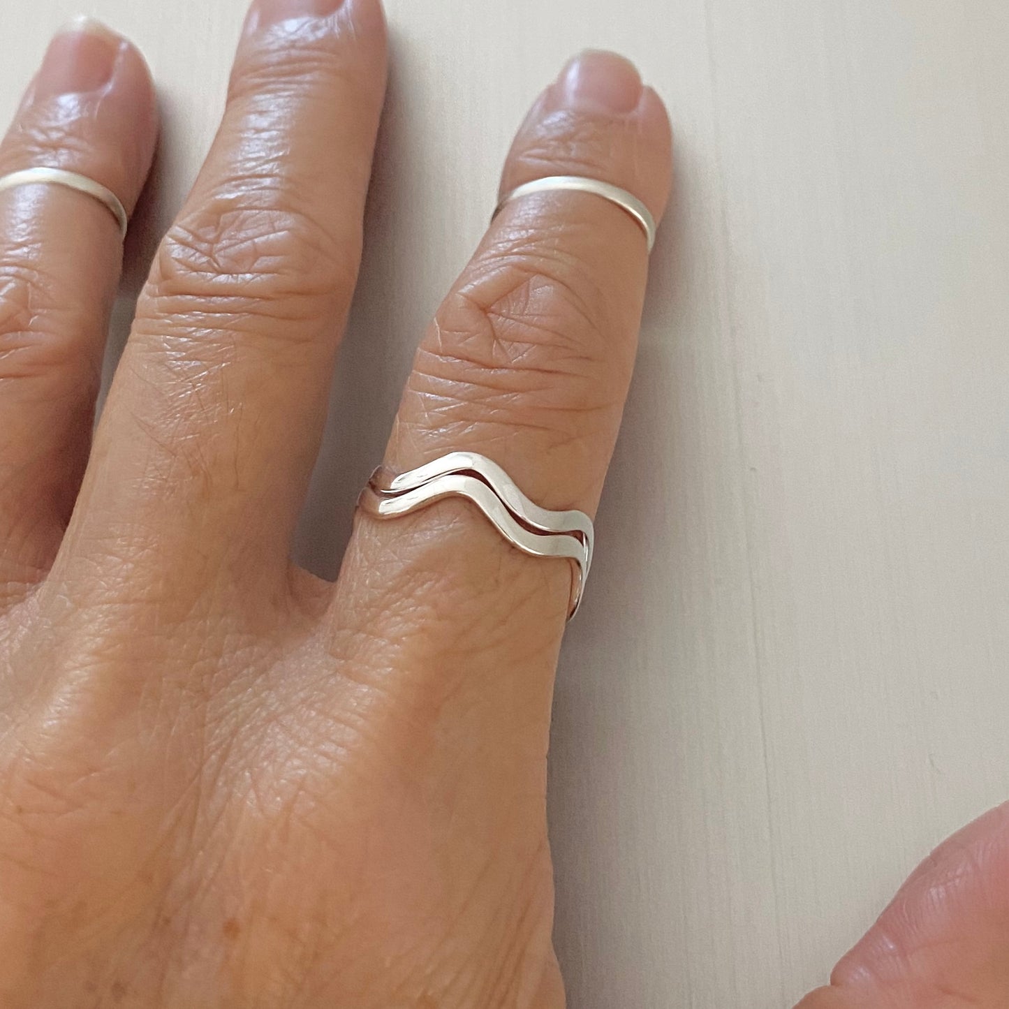 Sterling Silver High Polish Zigzag Band, Silver Wave Ring