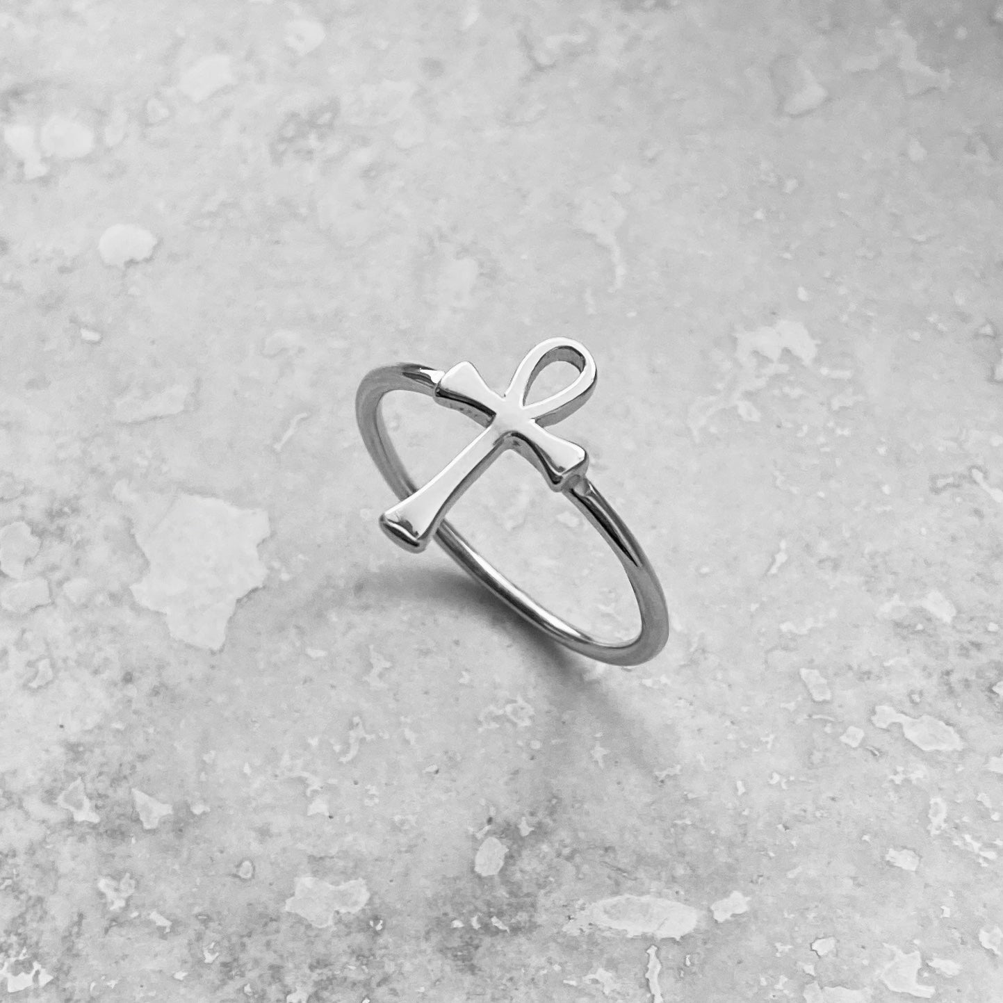 Sterling Silver High Polish Ankh Ring, Key of Life Silver Ring, Cross Rings