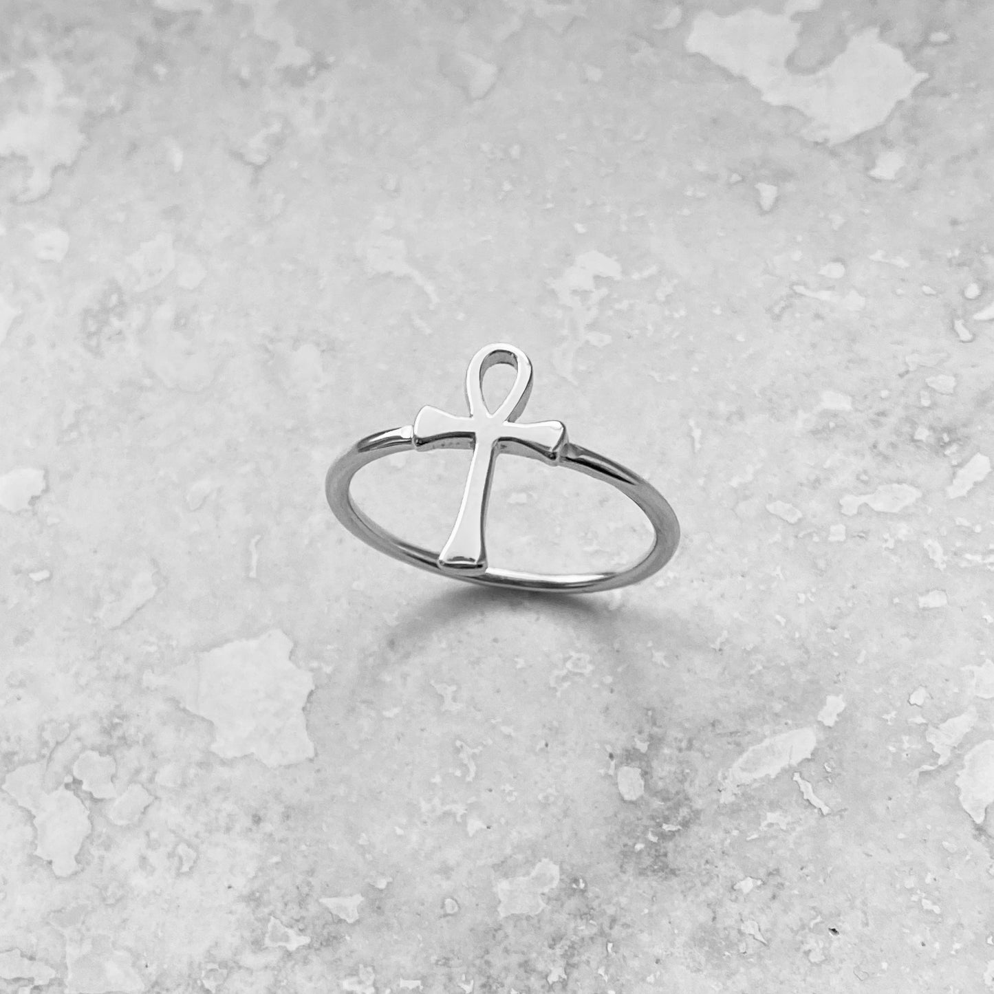 Sterling Silver High Polish Ankh Ring, Key of Life Silver Ring, Cross Rings