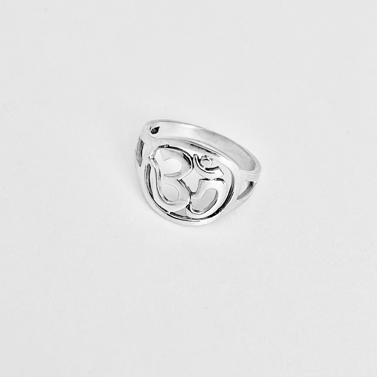 Sterling Silver Round OM Ring | Statement Yoga & Meditation Silver Ring