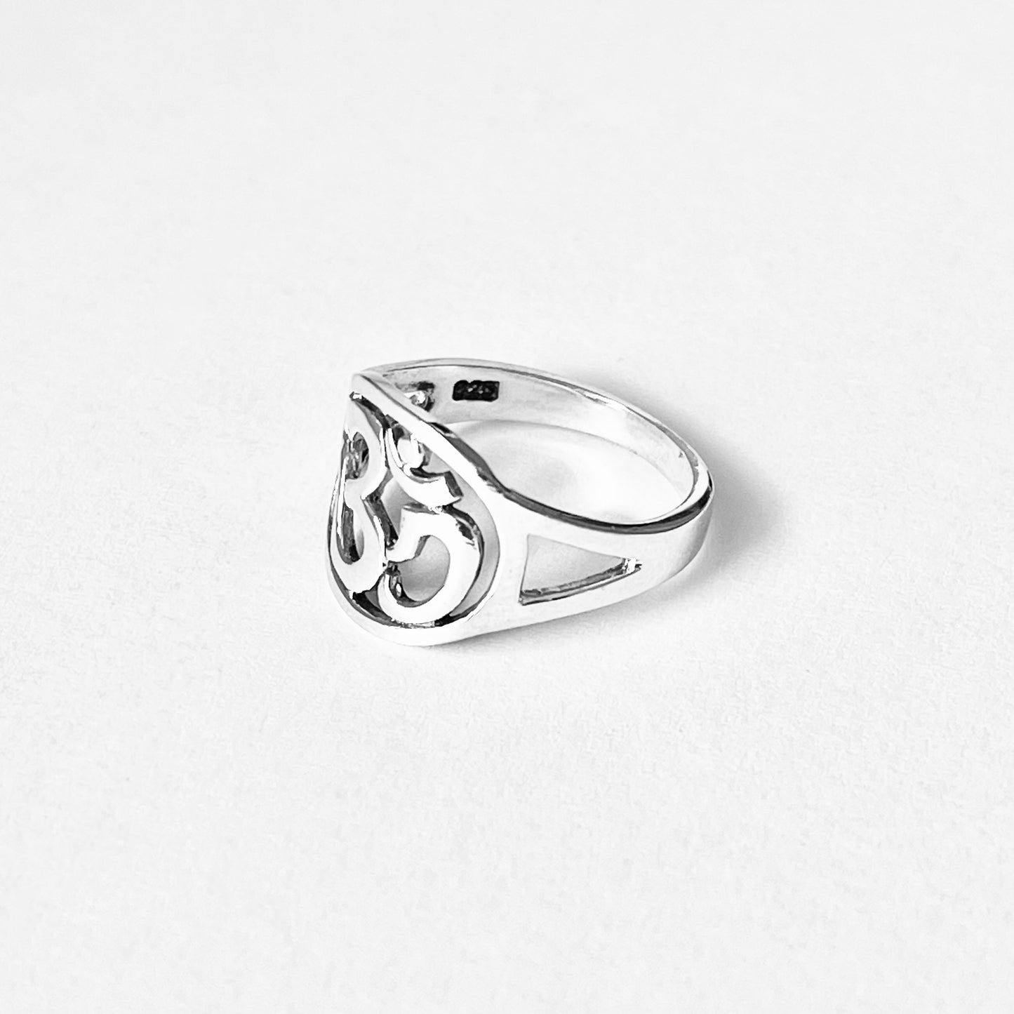 Sterling Silver Round OM Ring | Statement Yoga & Meditation Silver Ring