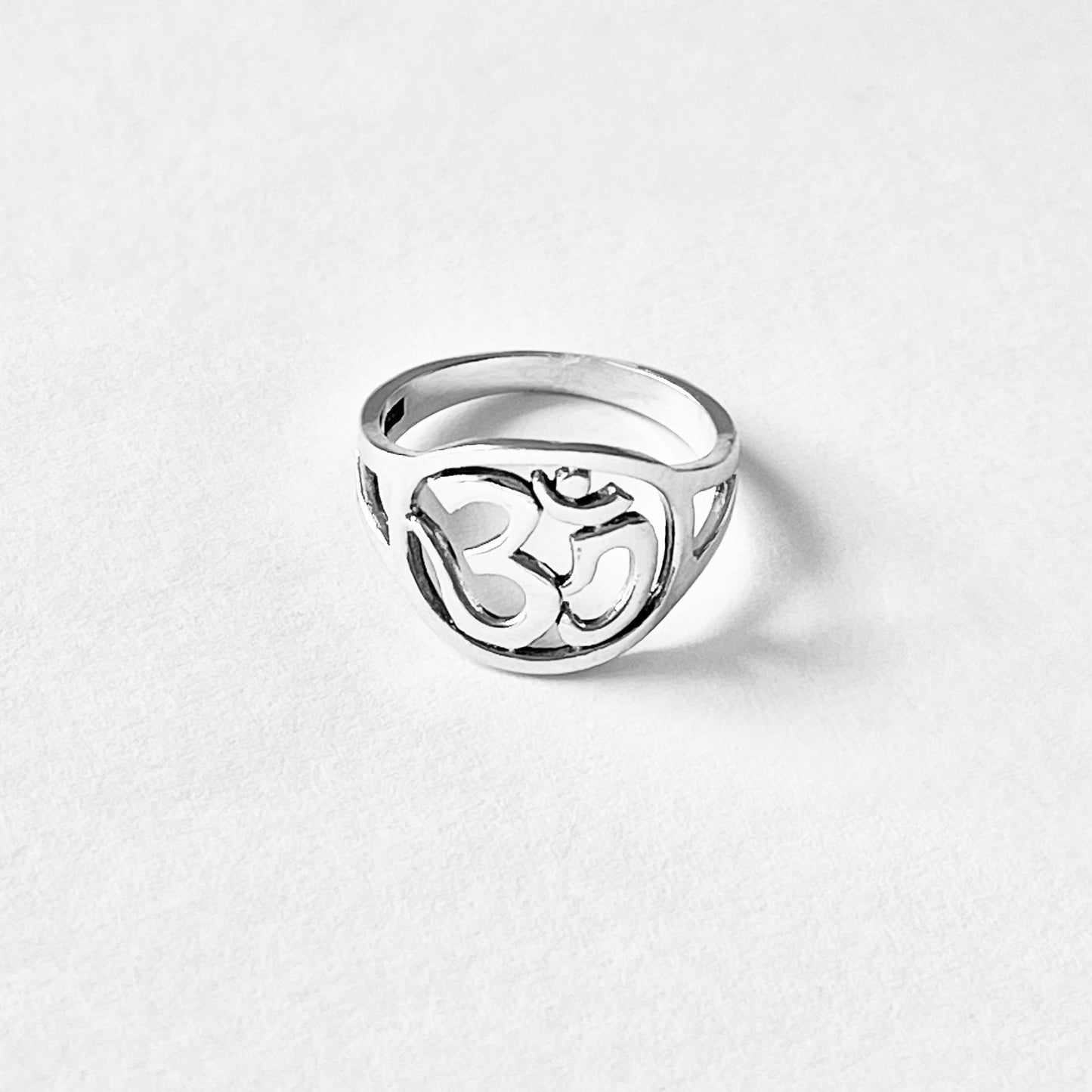 Sterling Silver Round OM Ring | Statement Yoga & Meditation Silver Ring