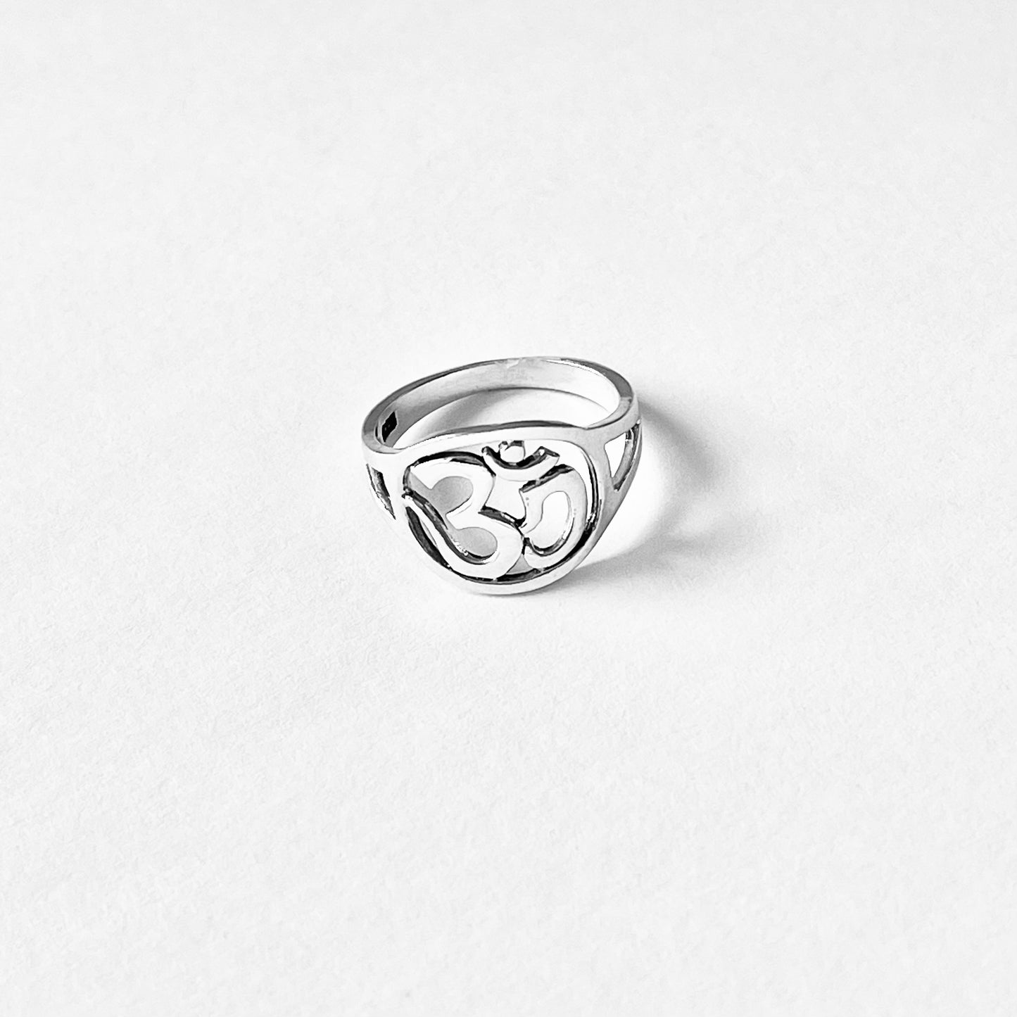 Sterling Silver Round OM Ring | Statement Yoga & Meditation Silver Ring
