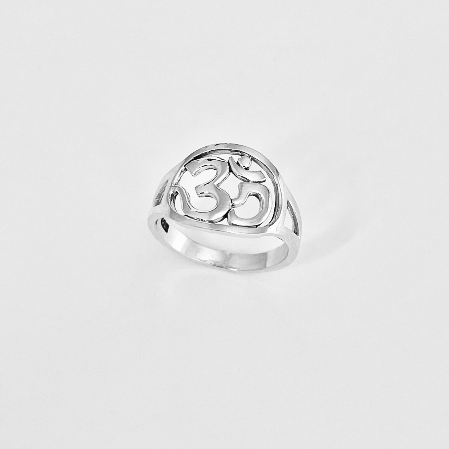 Sterling Silver Round OM Ring | Statement Yoga & Meditation Silver Ring