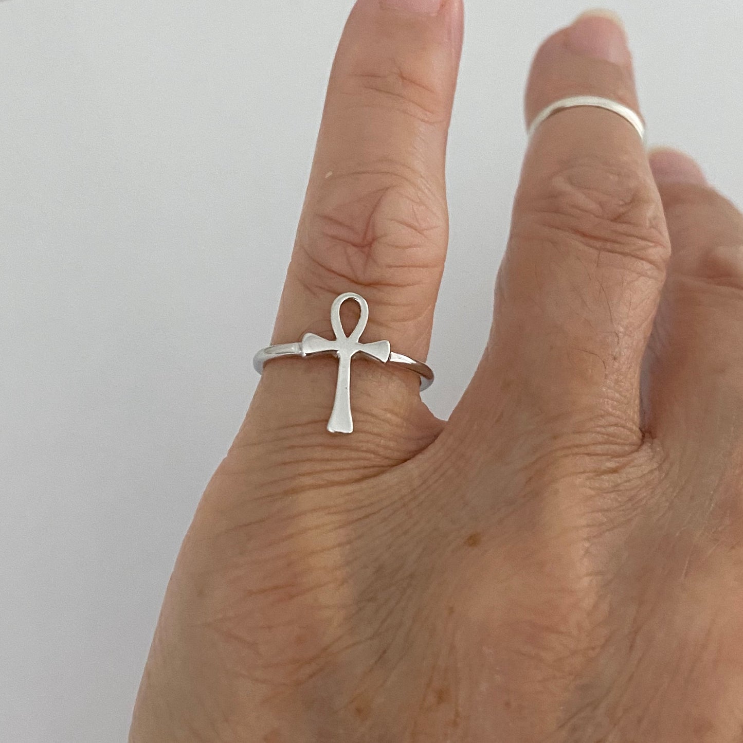 Sterling Silver High Polish Ankh Ring, Key of Life Silver Ring, Cross Rings