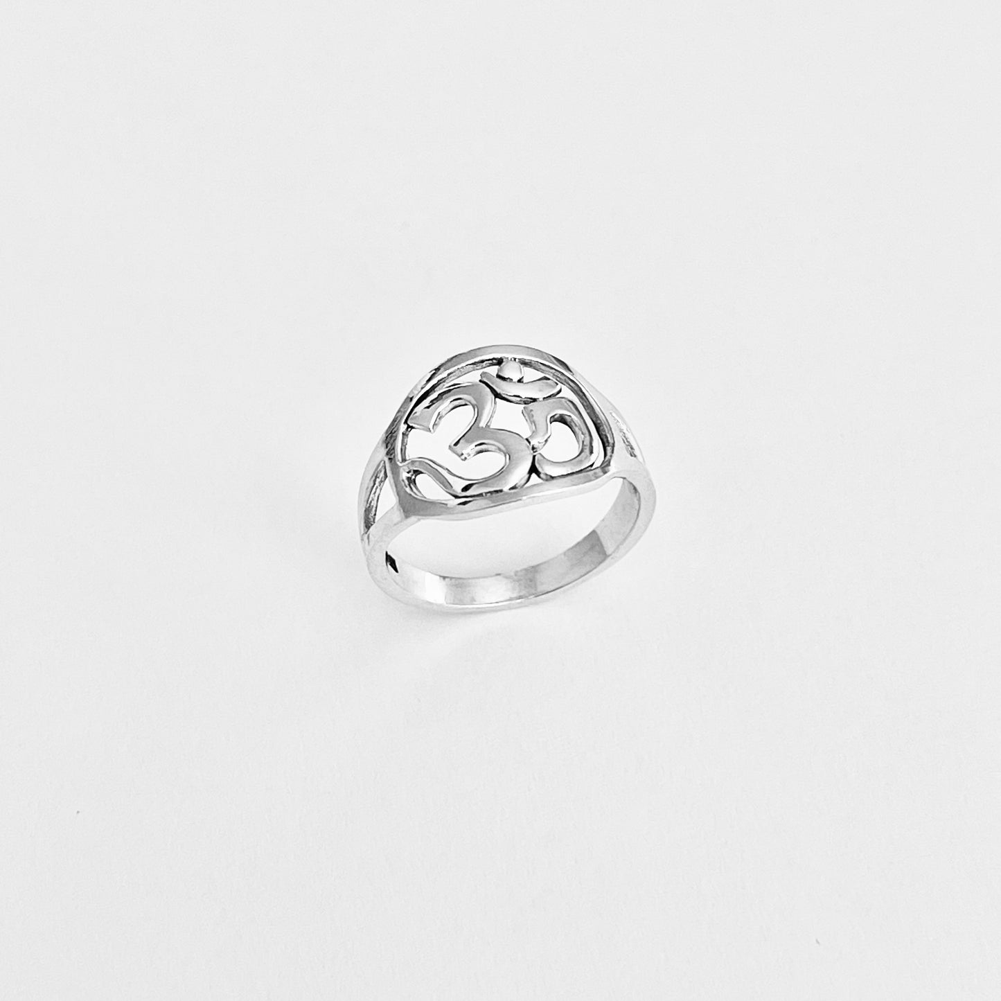 Sterling Silver Round OM Ring | Statement Yoga & Meditation Silver Ring