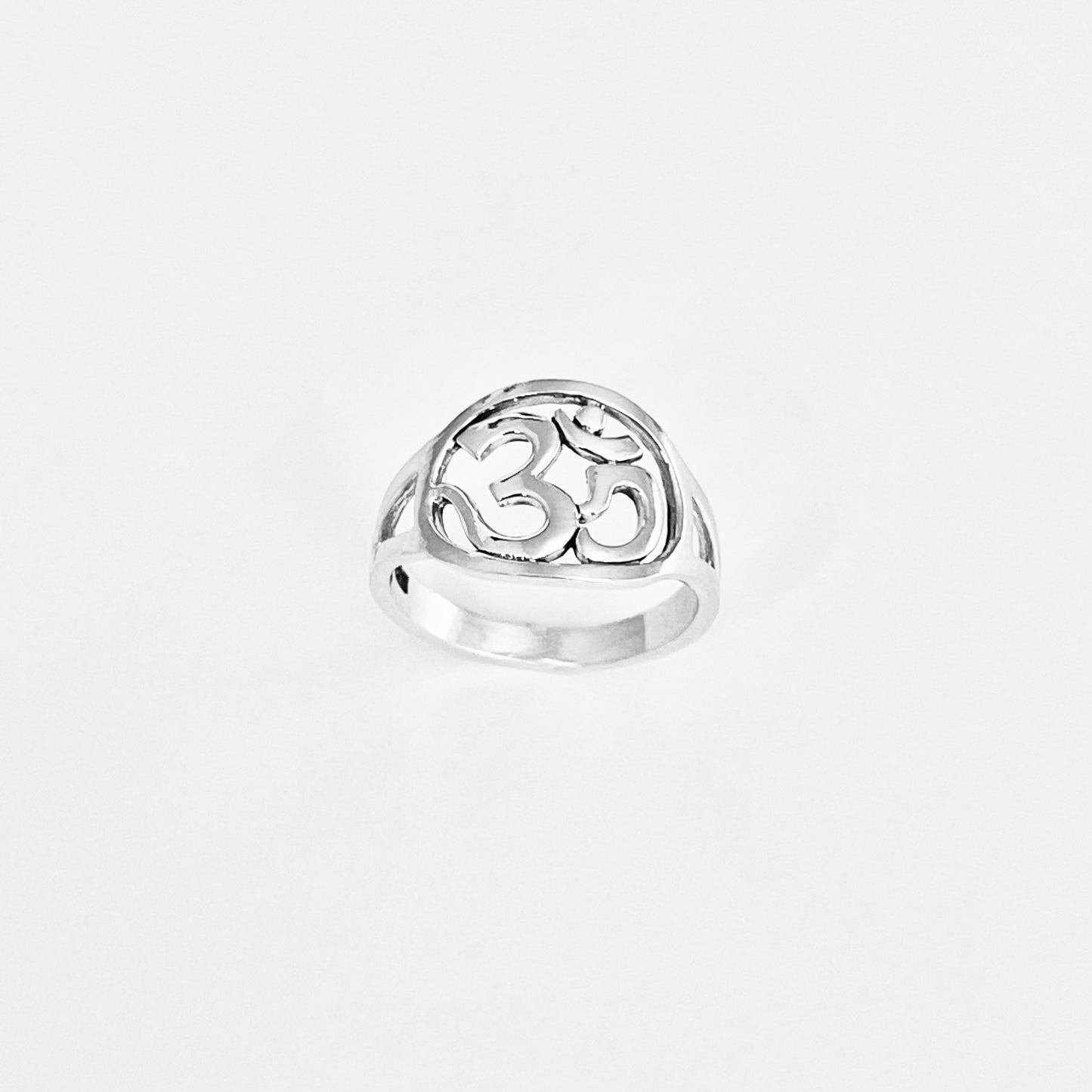 Sterling Silver Round OM Ring | Statement Yoga & Meditation Silver Ring