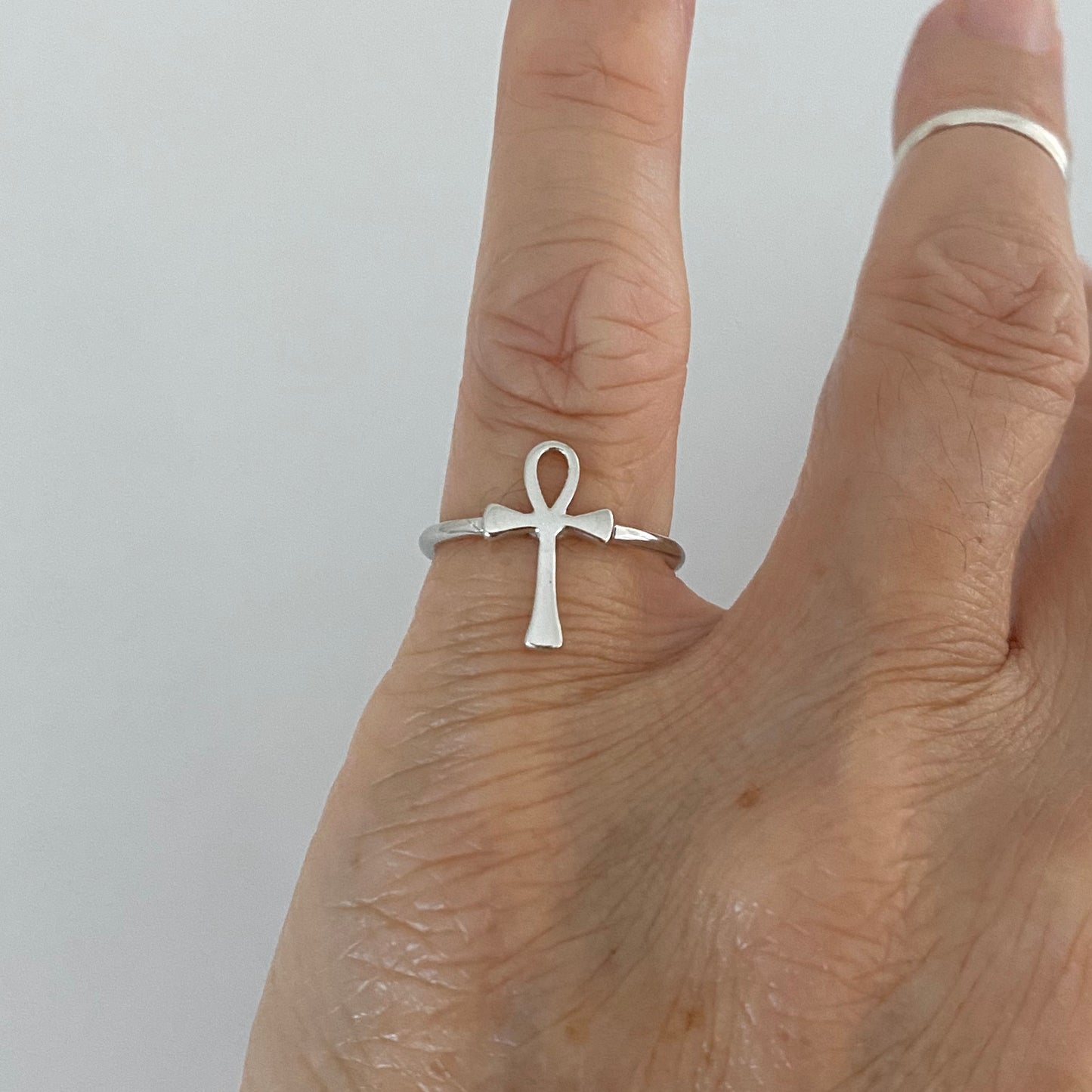 Sterling Silver High Polish Ankh Ring, Key of Life Silver Ring, Cross Rings