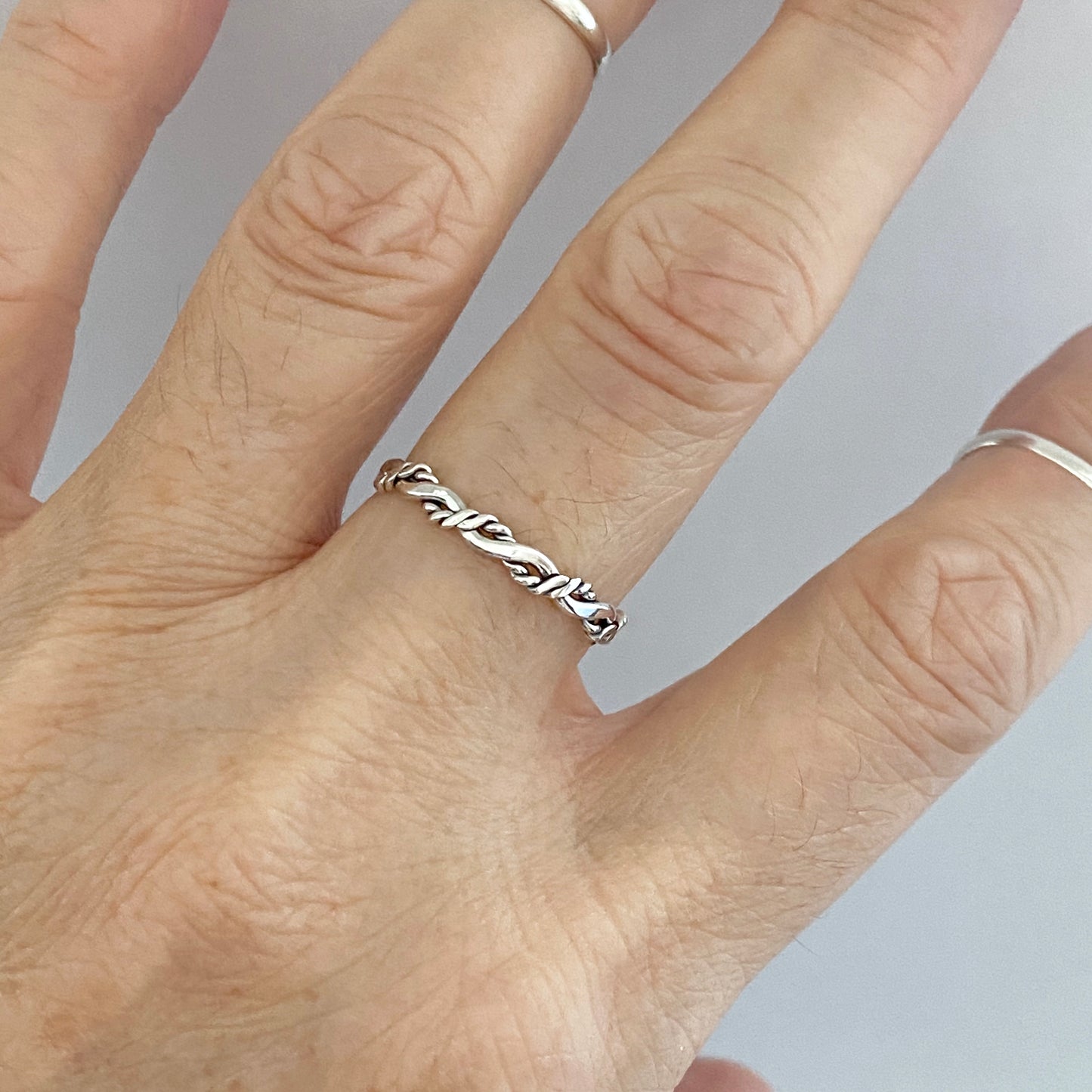 Sterling Silver Twisted Rope Ring, Stackable Rings, Silver Twist Band