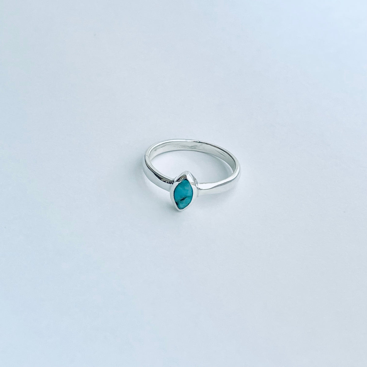 925 Sterling Silver Solitaire Diamond Shape Genuine Turquoise Ring | Dainty Stone Silver Rings