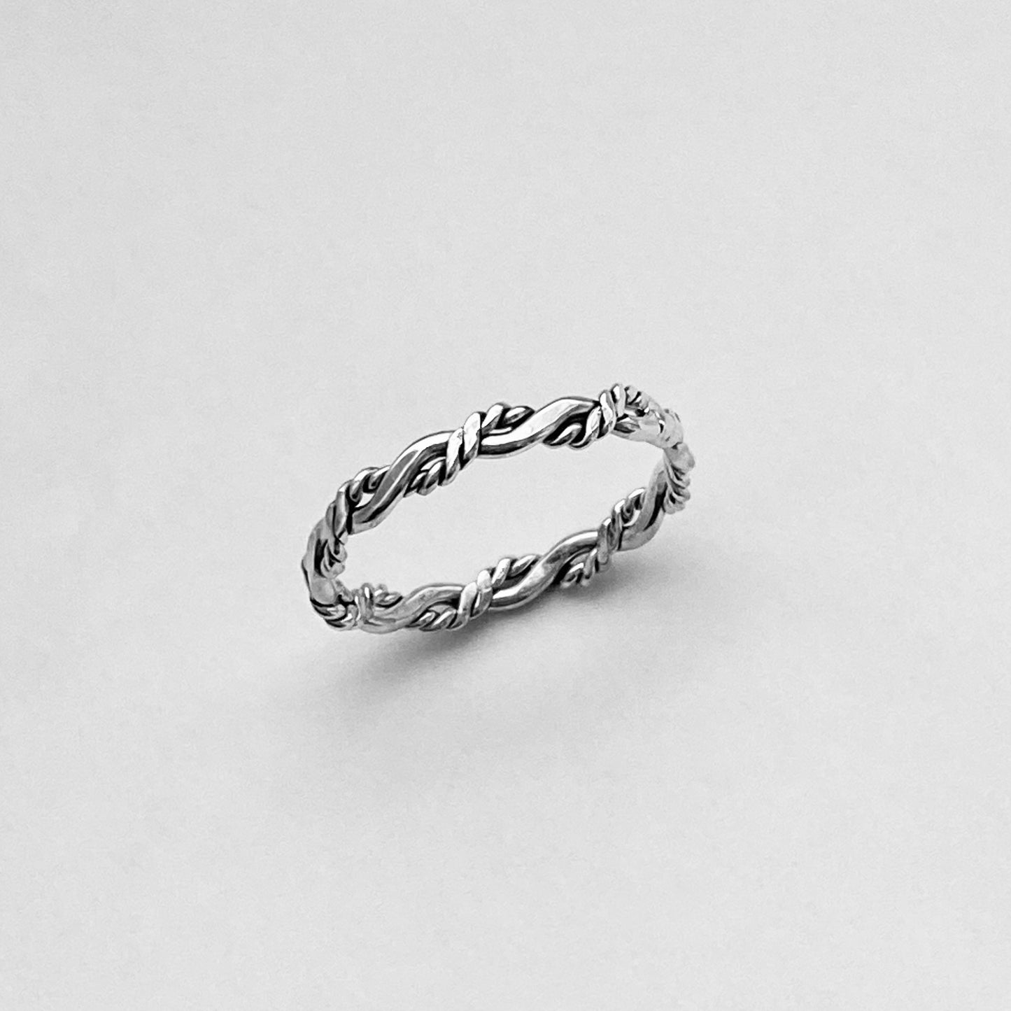 Sterling Silver Twisted Rope Ring, Stackable Rings, Silver Twist Band