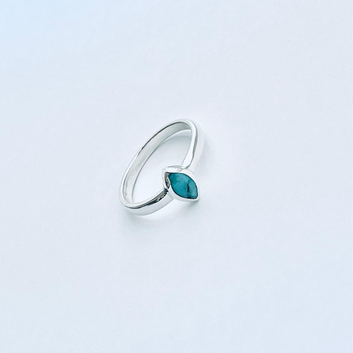 925 Sterling Silver Solitaire Diamond Shape Genuine Turquoise Ring | Dainty Stone Silver Rings