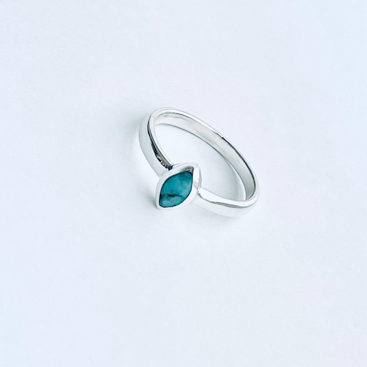 925 Sterling Silver Solitaire Diamond Shape Genuine Turquoise Ring | Dainty Stone Silver Rings