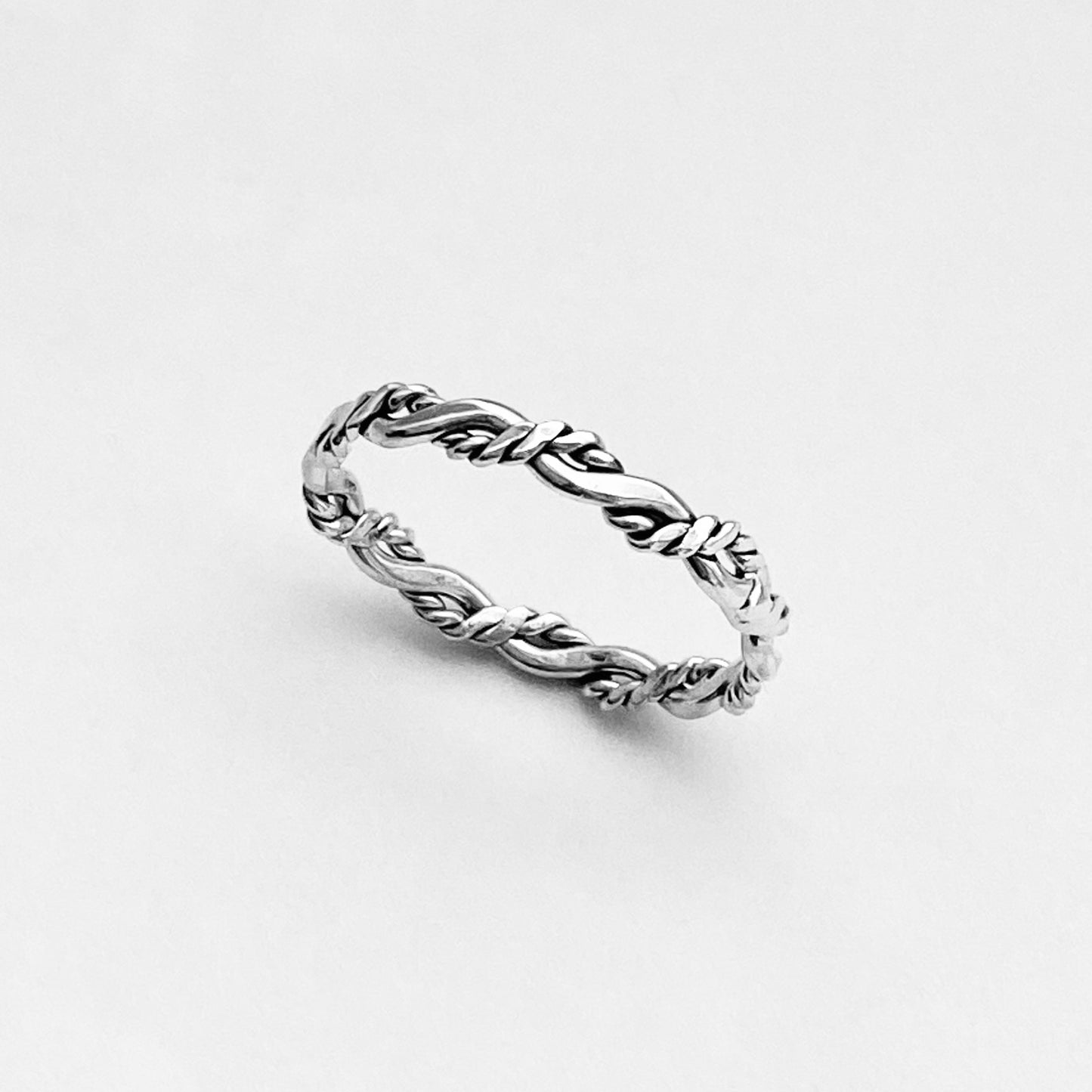 Sterling Silver Twisted Rope Ring, Stackable Rings, Silver Twist Band