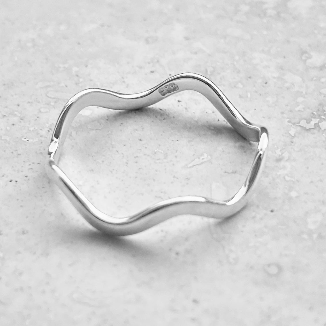 Sterling Silver High Polish Zigzag Band, Silver Wave Ring