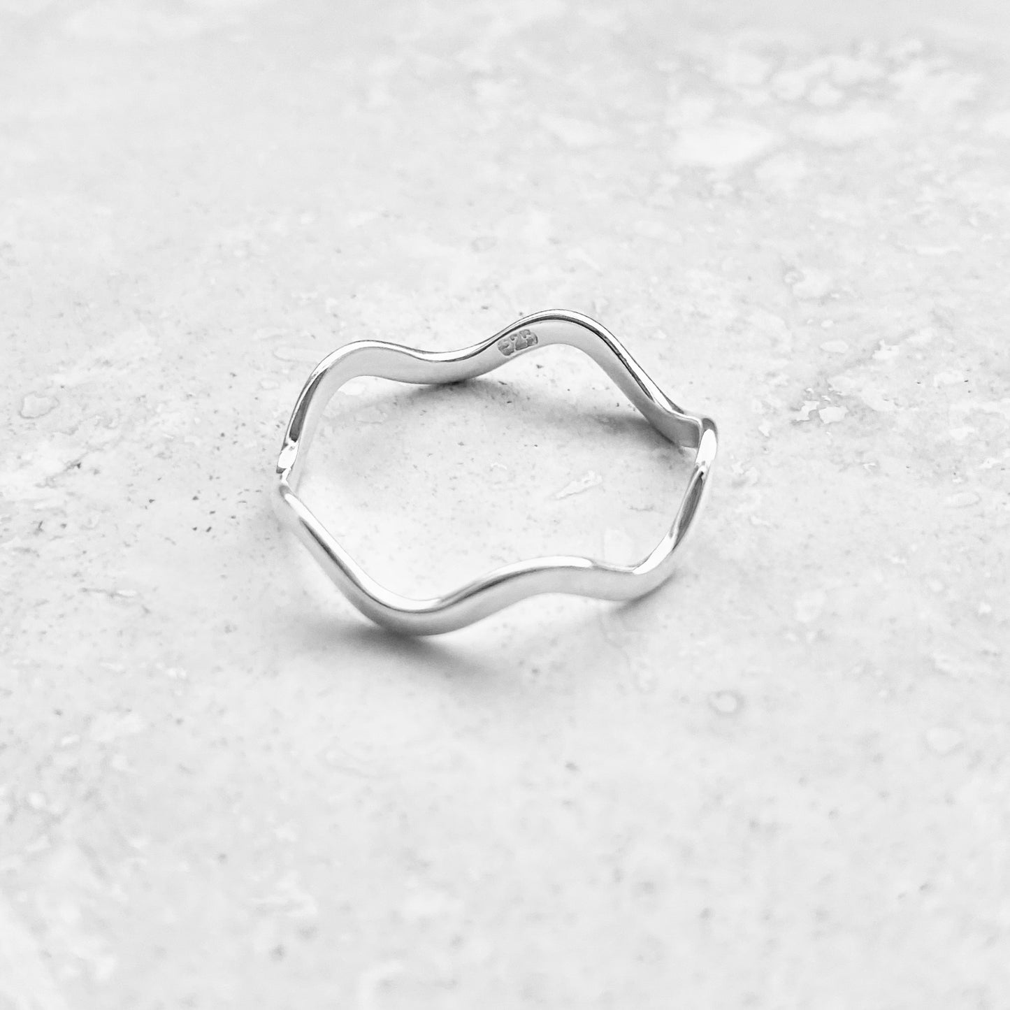 925 Sterling Silver High Polish Zigzag Band Ring, Stackable Ocean Waves Silver Rings