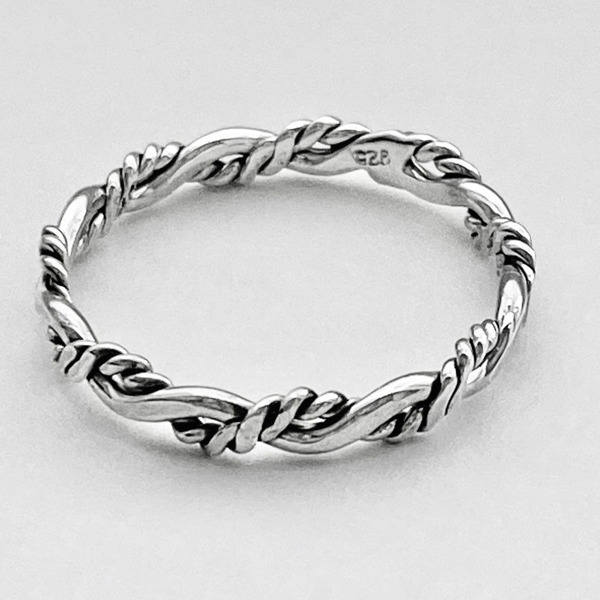 Sterling Silver Twisted Rope Ring, Stackable Rings, Silver Twist Band