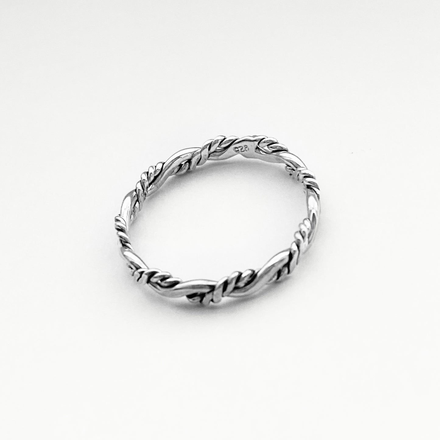 Sterling Silver Twisted Rope Ring, Stackable Rings, Silver Twist Band