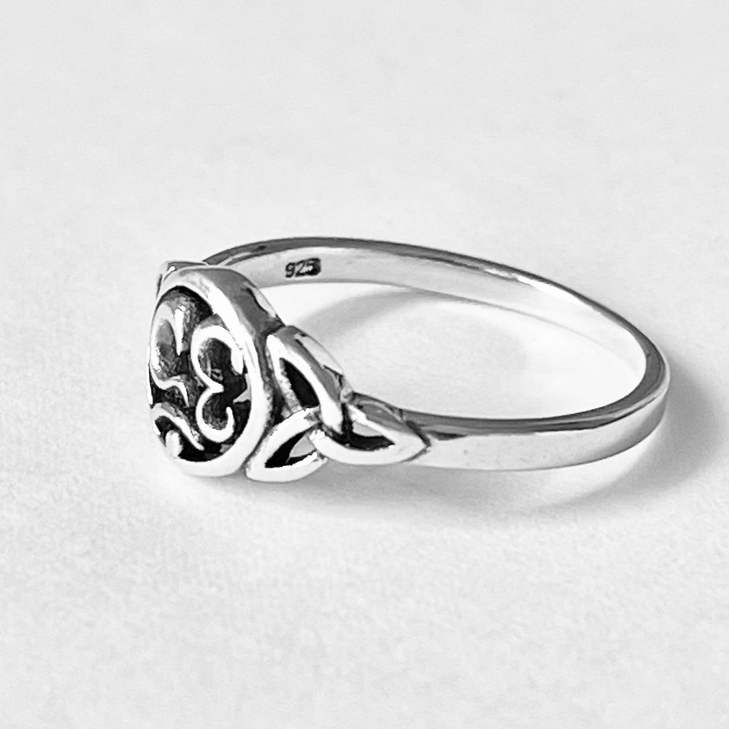 925 Sterling Silver Small OM Ring with Triquetra | Yoga & Celtic Jewelry