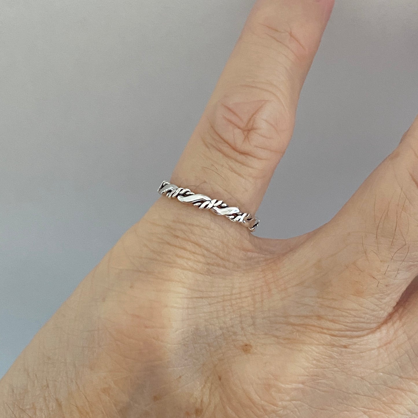 Sterling Silver Twisted Rope Ring, Stackable Rings, Silver Twist Band