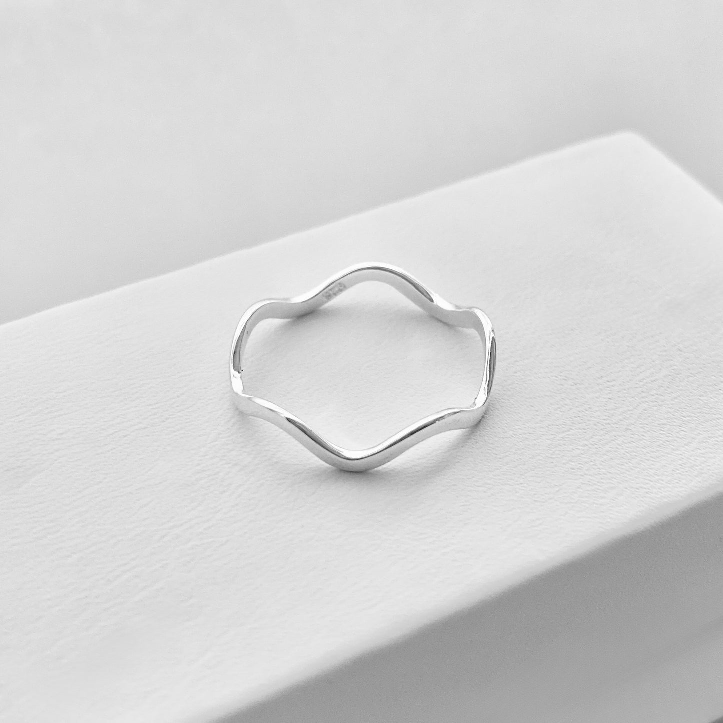 925 Sterling Silver High Polish Zigzag Band Ring, Stackable Ocean Waves Silver Rings