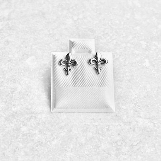925 Sterling Silver Fleur de Lis Stud Earrings | Unisex Saints Jewelry