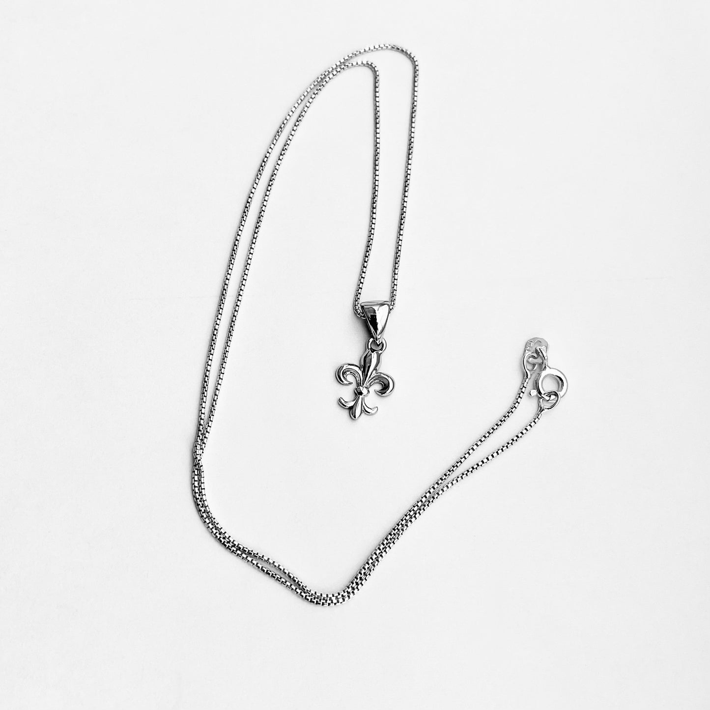 Sterling Silver Small Saints Necklace, Dainty Fleur De Lis Chain, France Symbol, Flower Lily