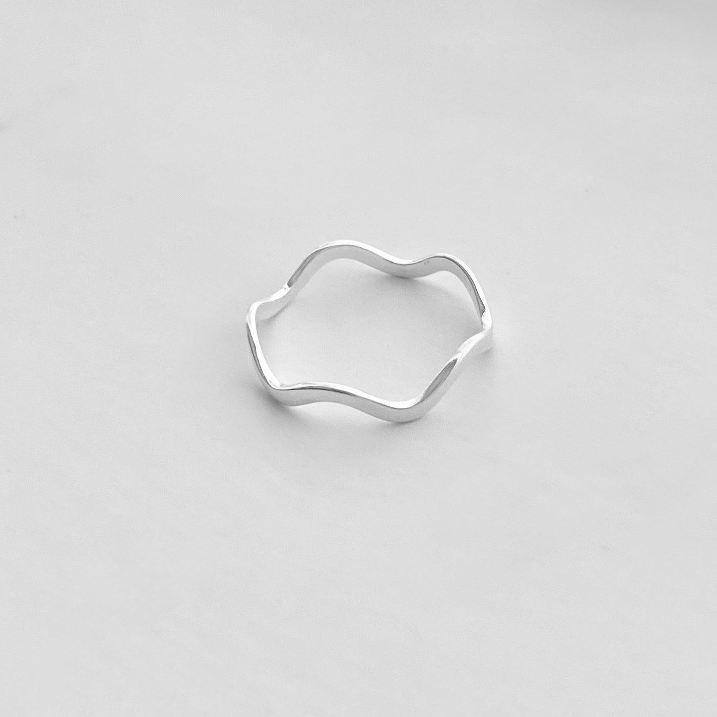 925 Sterling Silver High Polish Zigzag Band Ring, Stackable Ocean Waves Silver Rings