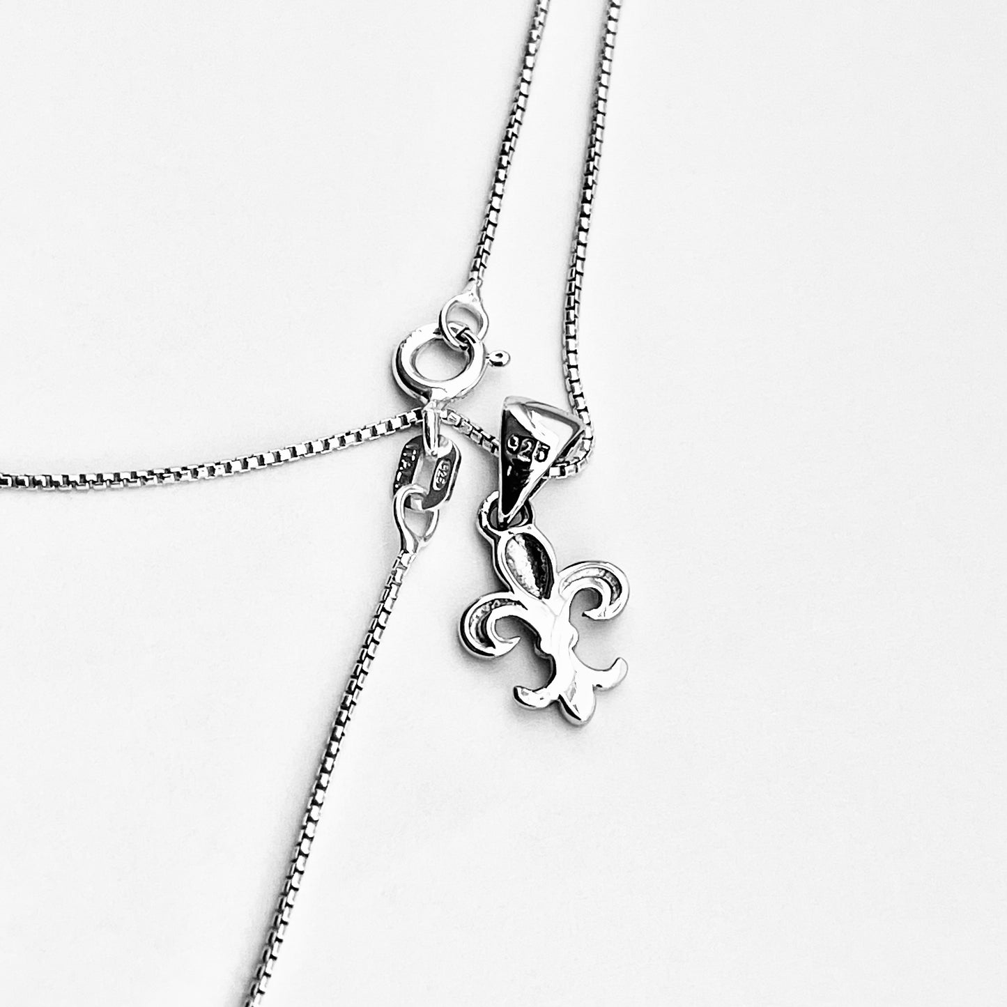 Sterling Silver Small Saints Necklace, Dainty Fleur De Lis Chain, France Symbol, Flower Lily