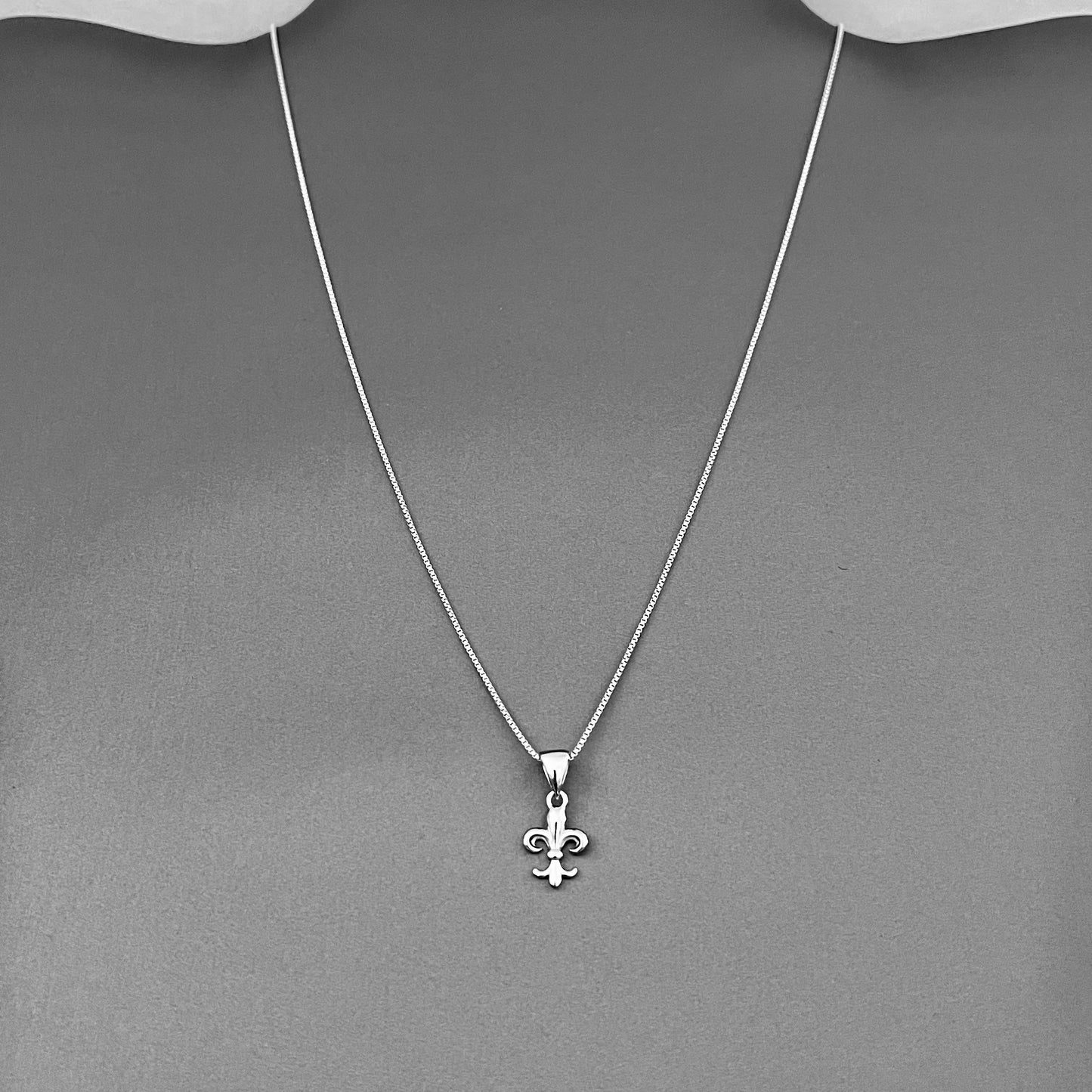 Sterling Silver Small Saints Necklace, Dainty Fleur De Lis Chain, France Symbol, Flower Lily