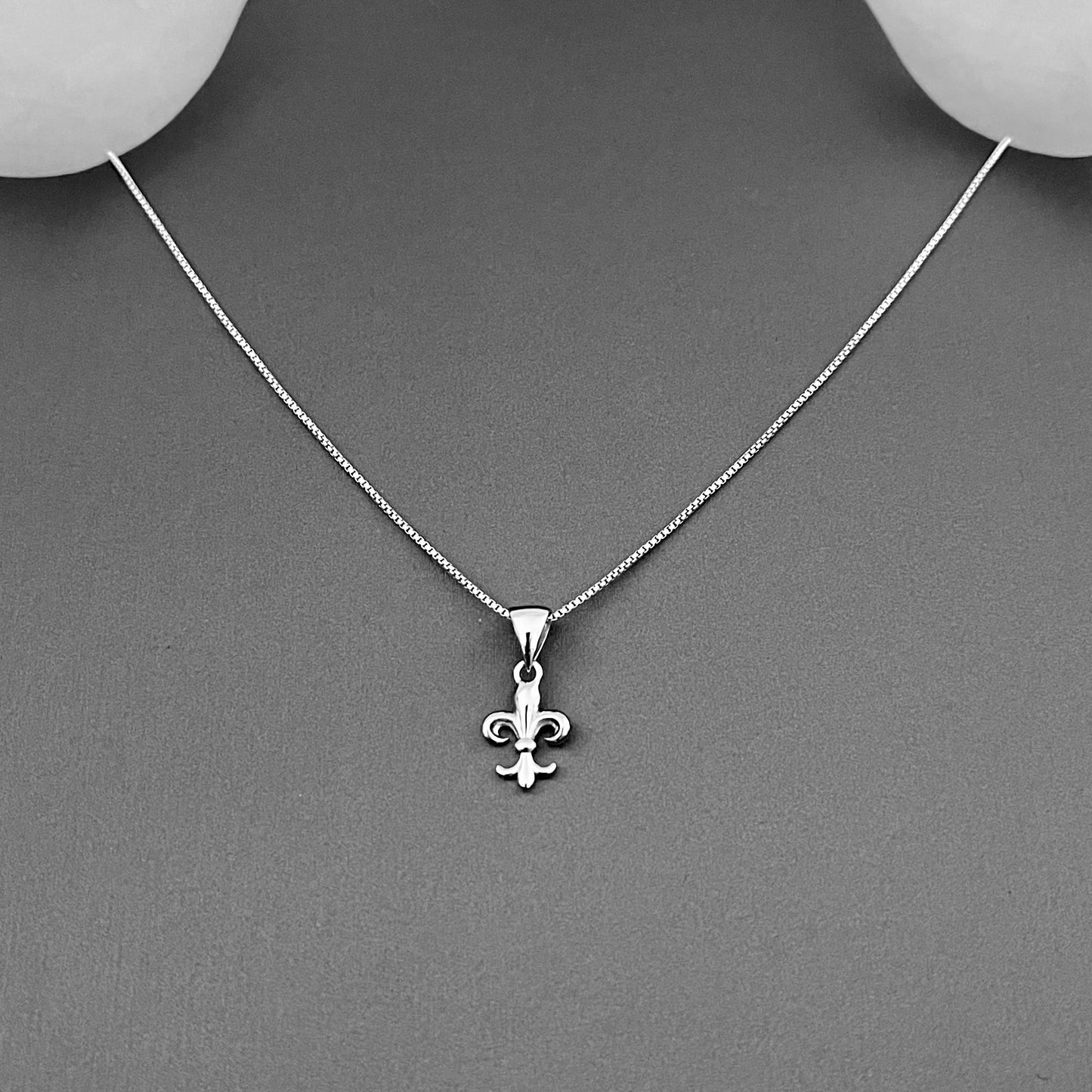 Sterling Silver Small Saints Necklace, Dainty Fleur De Lis Chain, France Symbol, Flower Lily
