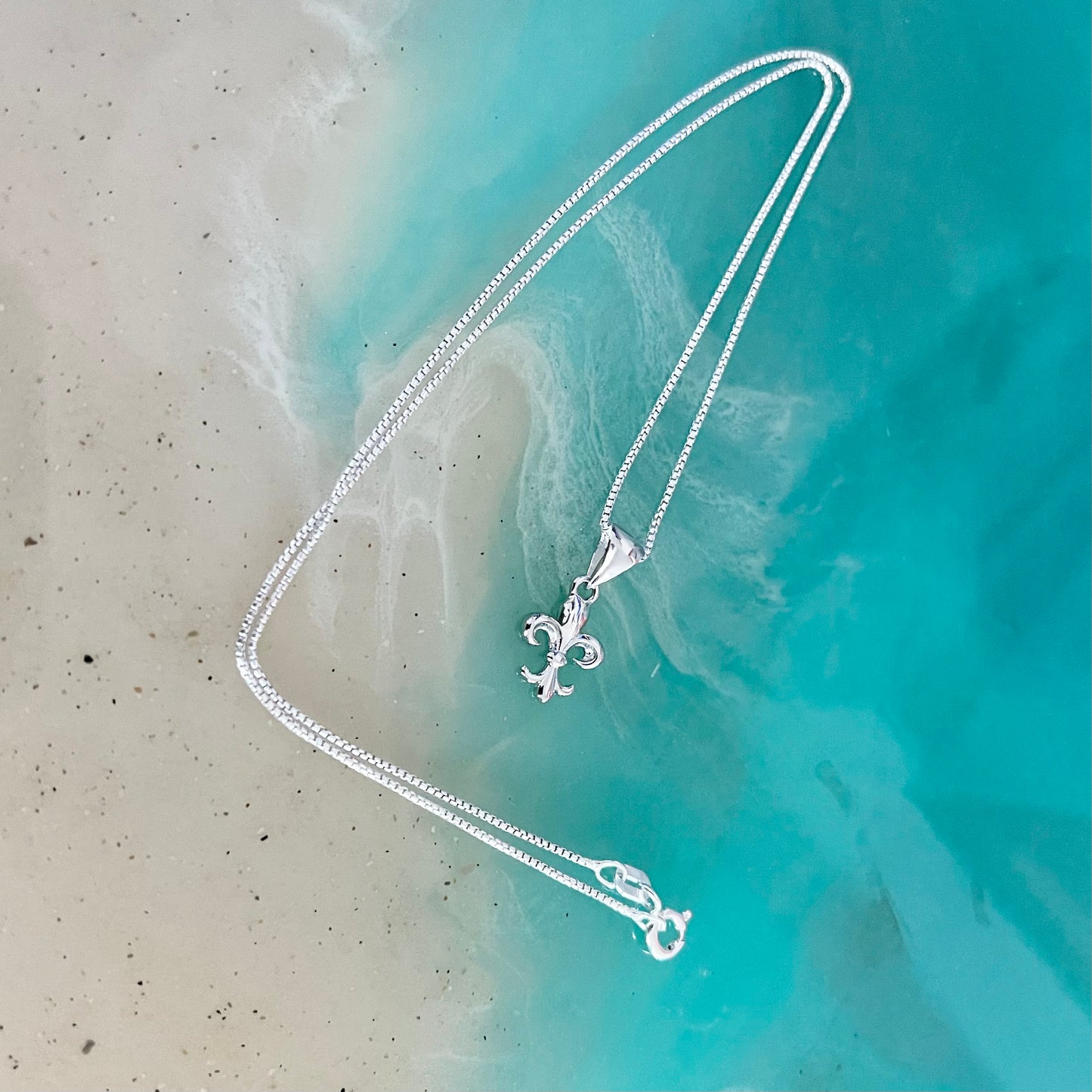 Sterling Silver Small Saints Necklace, Dainty Fleur De Lis Chain, France Symbol, Flower Lily