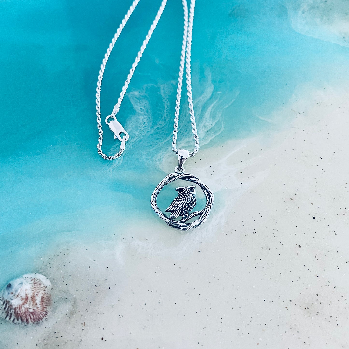 Sterling Silver Owl on Branch Necklace, Silver Necklaces, Spirit Bird Chain, Animal