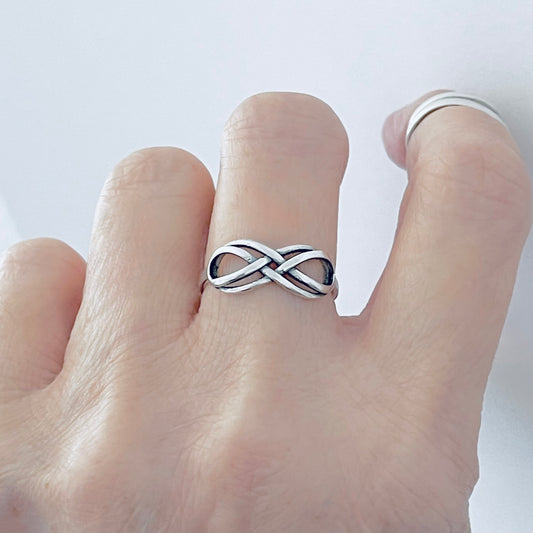 925 Sterling Silver Double Infinity Ring | Dainty Eternity Love Silver Rings