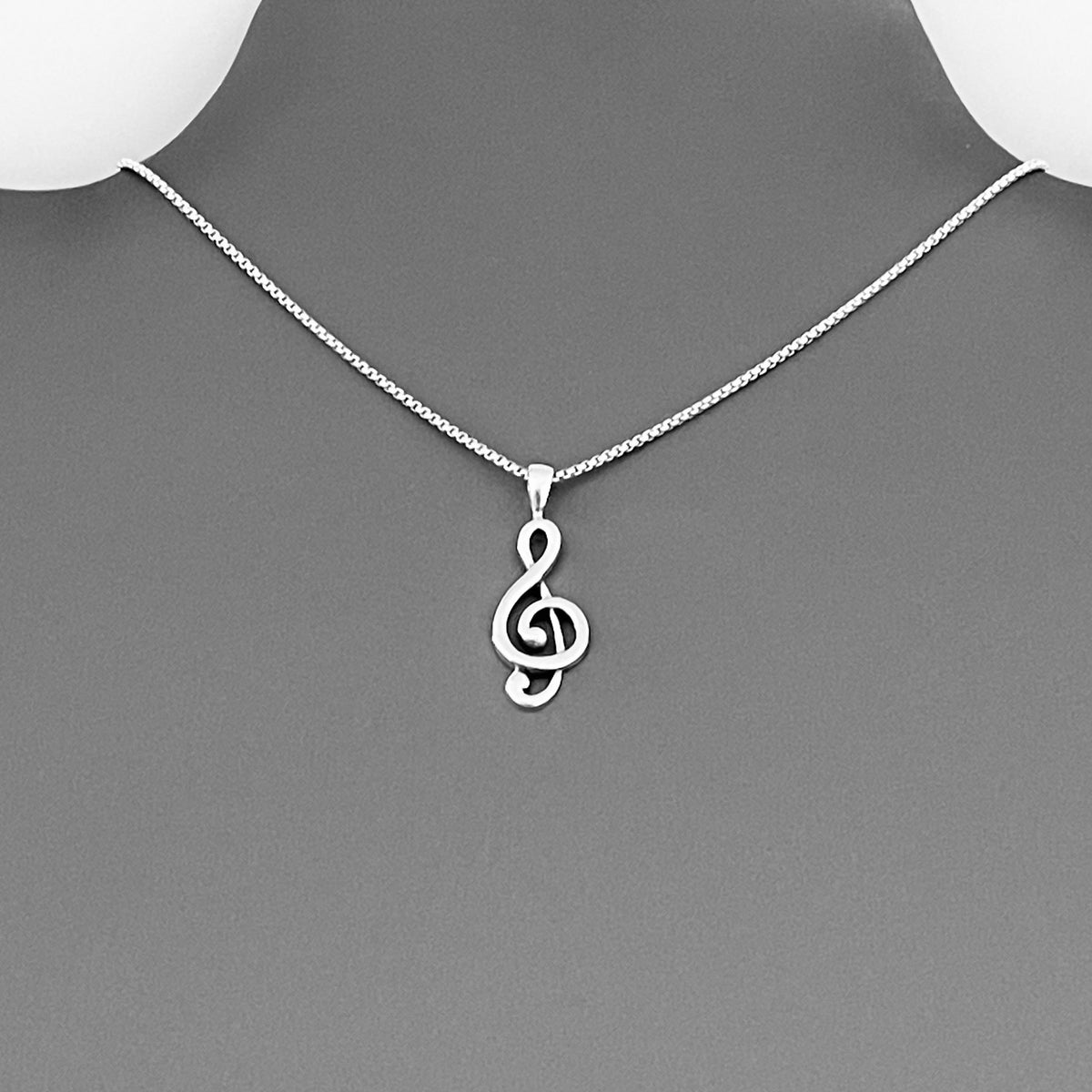 925 Sterling Silver Clef Note Necklace – Minimalist Music Notes Pendant Silver Chain