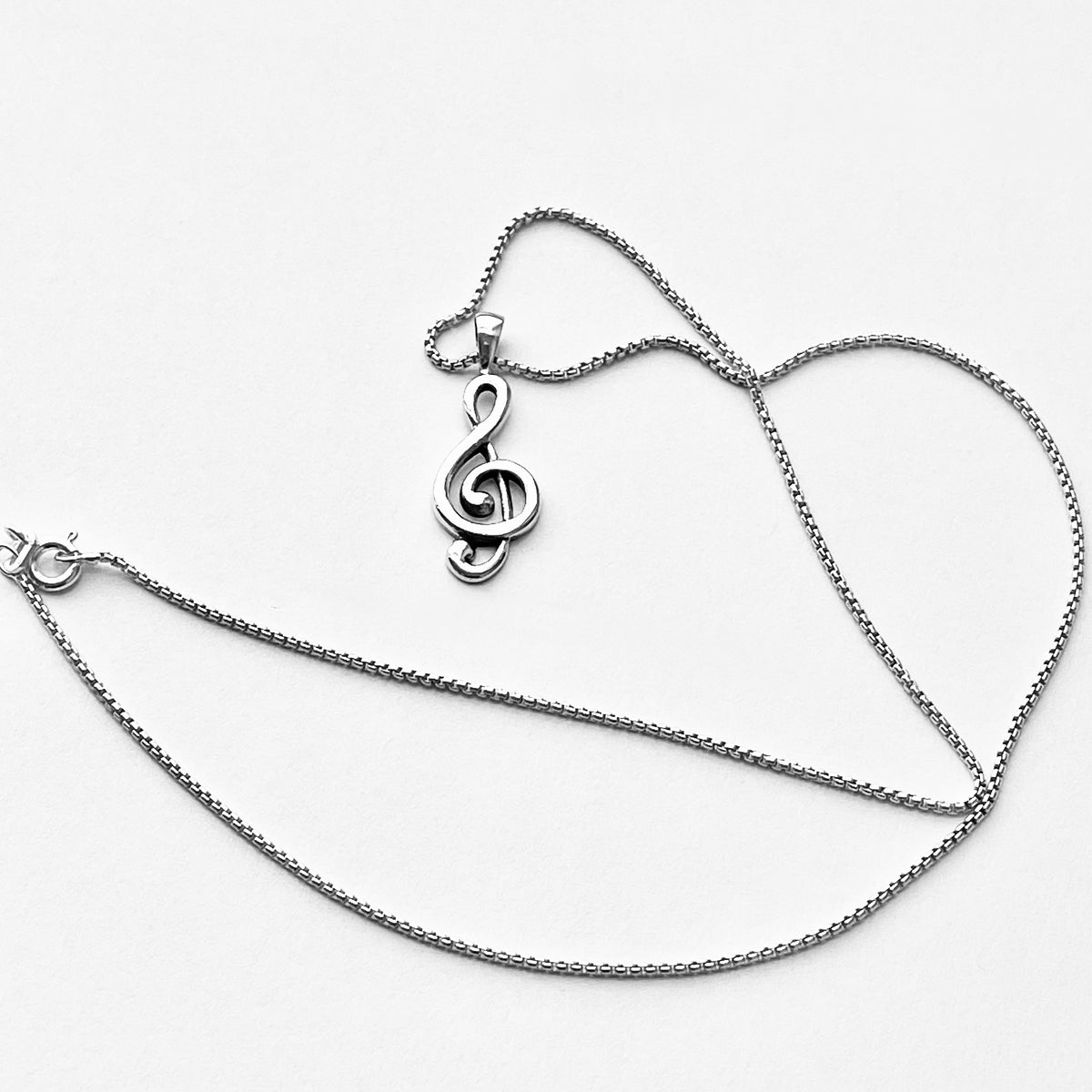 925 Sterling Silver Clef Note Necklace – Minimalist Music Notes Pendant Silver Chain
