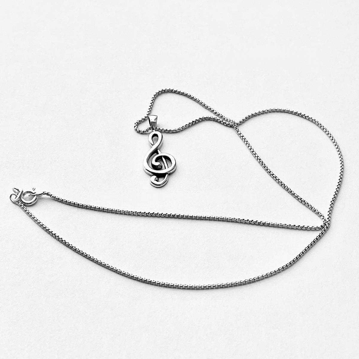 925 Sterling Silver Clef Note Necklace – Minimalist Music Notes Pendant Silver Chain