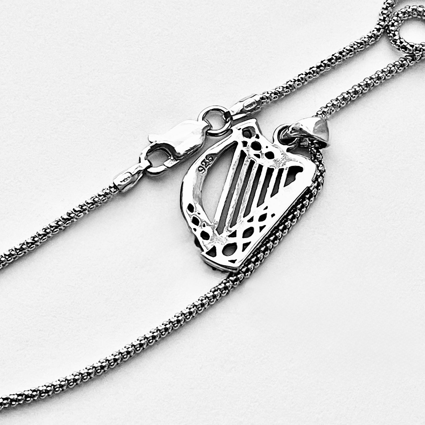 Sterling Silver Harp Necklace – Musical Instrument Silver Pendant Chain