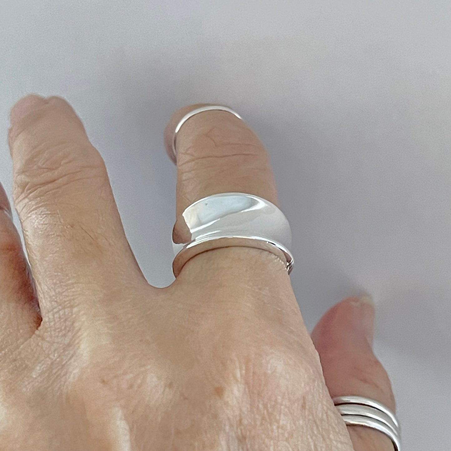 Sterling Silver Unisex Concave Ring, Silver Band, Silver Rings, Wedding Bands