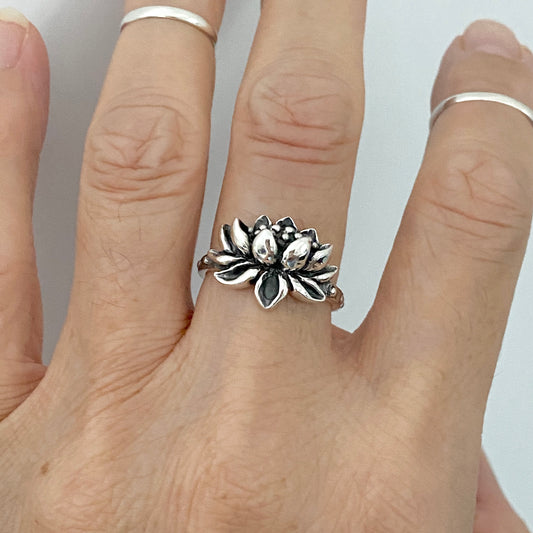 Sterling Silver Vintage Style Blooming Lotus Ring, Purity Rings, Silver Spirit Ring