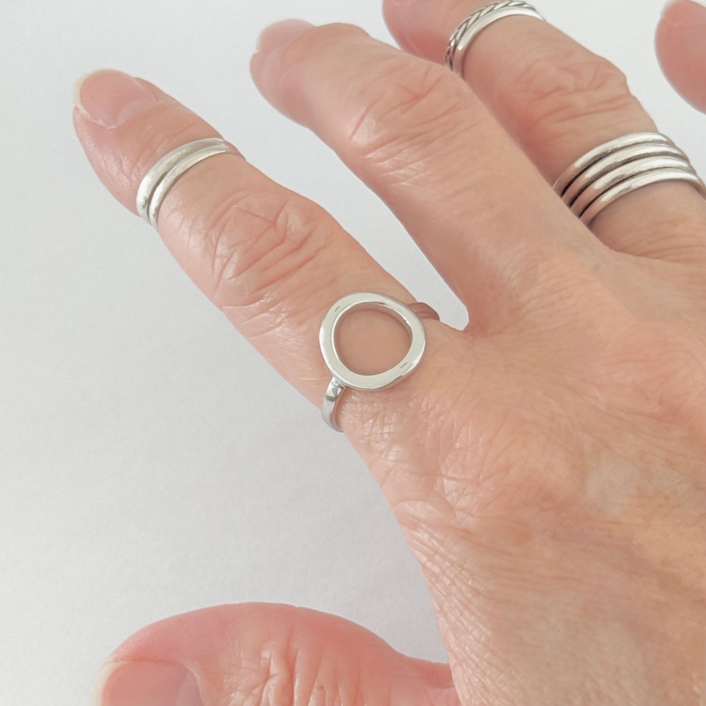 925 Sterling Silver Statement Open Circle Ring | Circle of Life Halo Infinite Rings