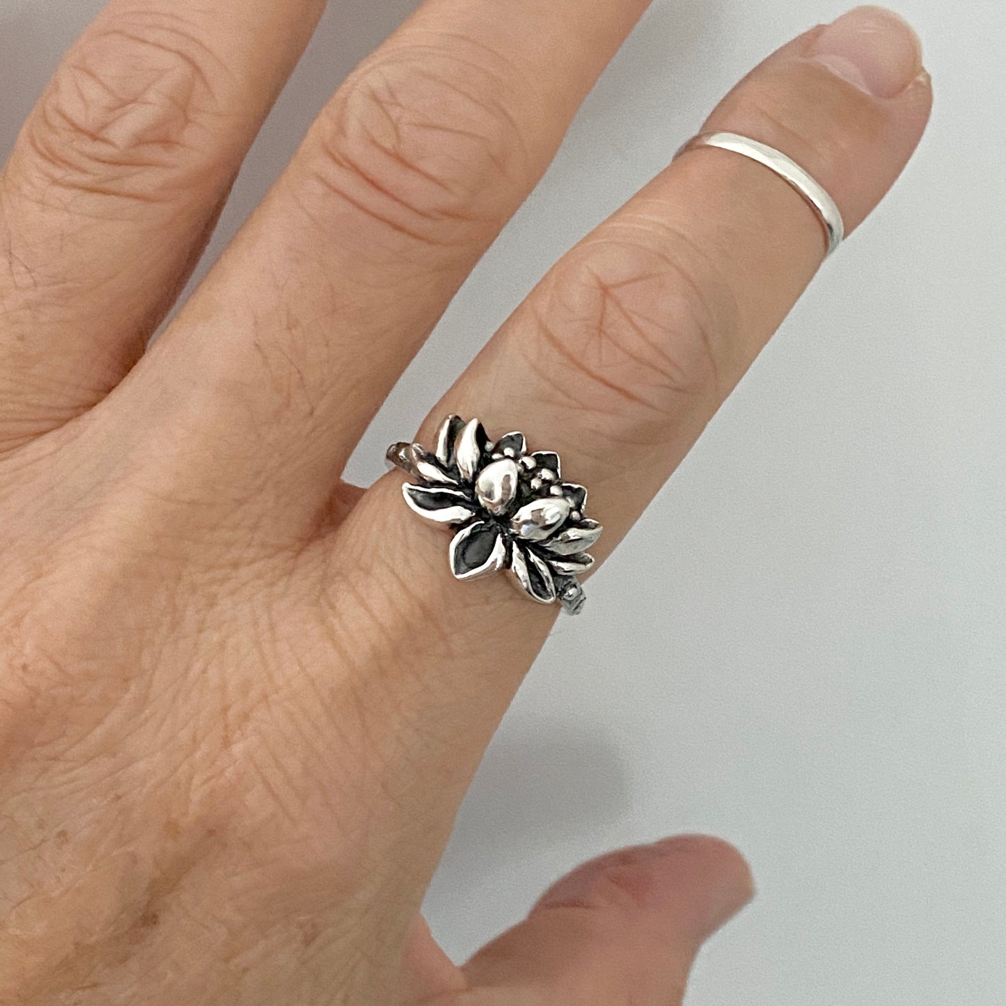 Sterling Silver Vintage Style Blooming Lotus Ring, Purity Rings, Silver Spirit Ring