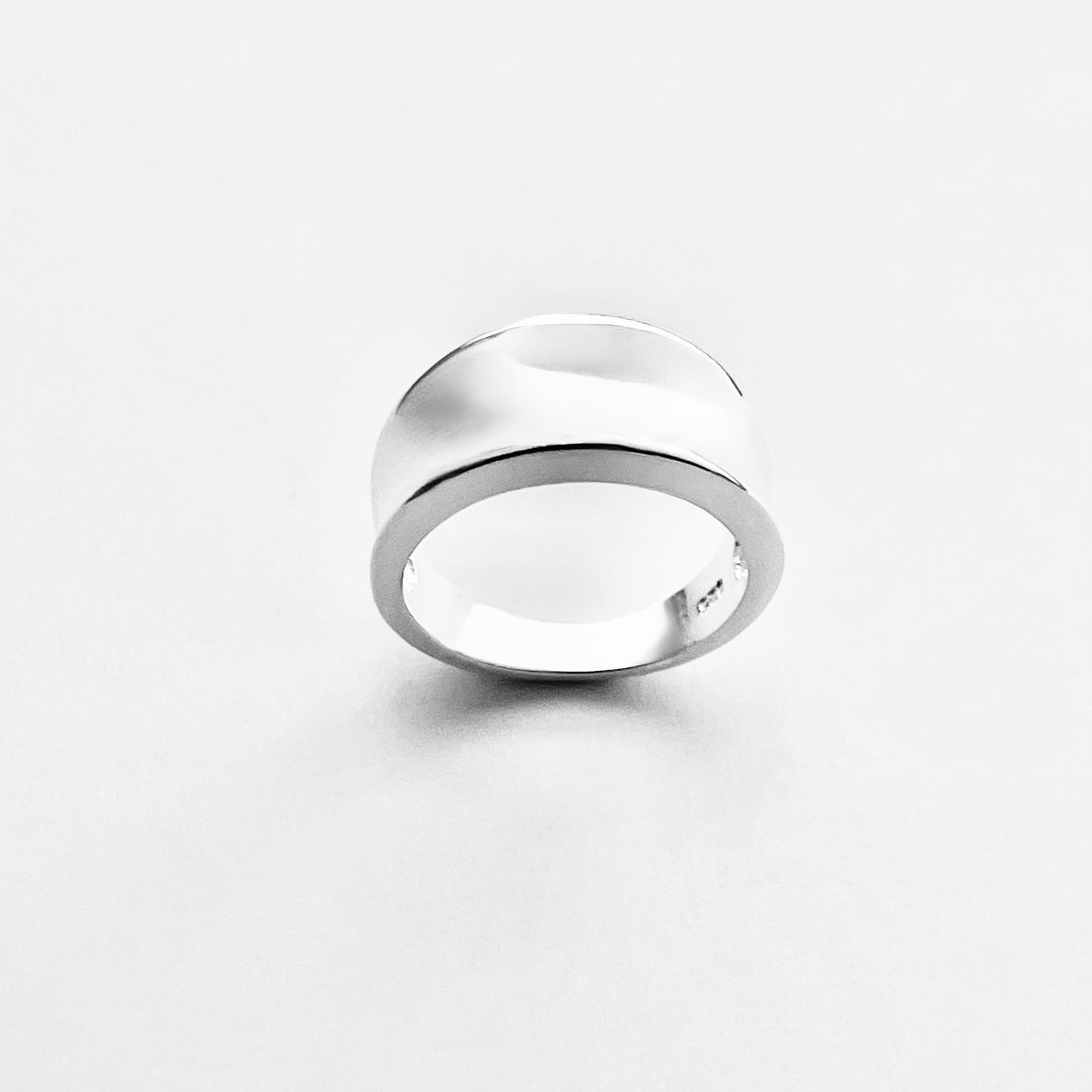 Sterling Silver High Polish Concave Ring, Unisex Wedding Band, Silver Rings