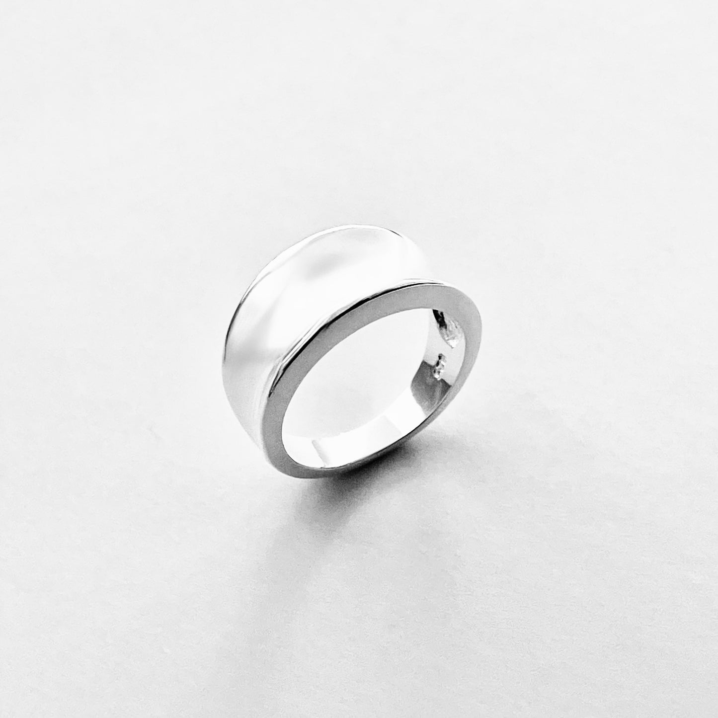Sterling Silver High Polish Concave Ring, Unisex Wedding Band, Silver Rings