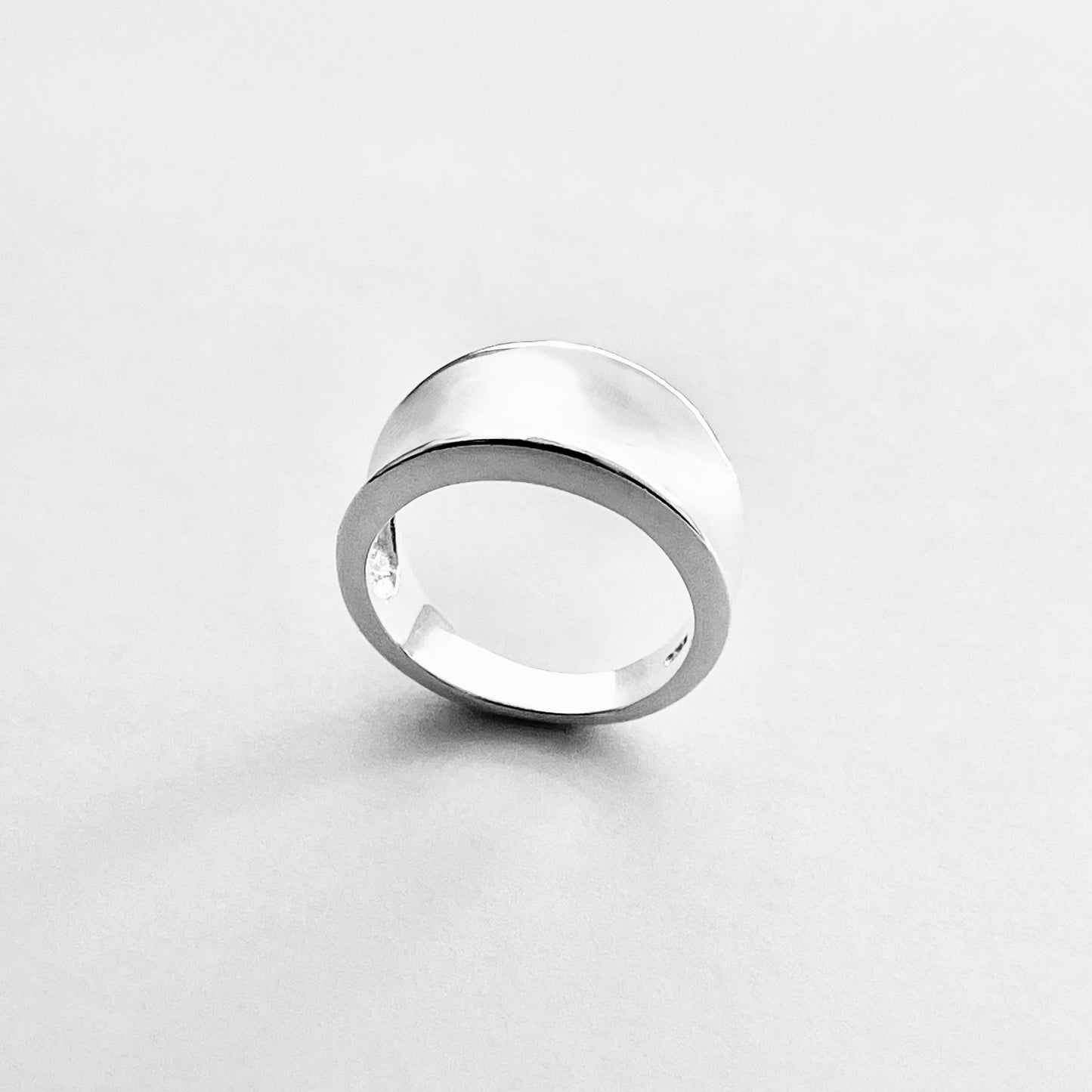 Sterling Silver High Polish Concave Ring, Unisex Wedding Band, Silver Rings