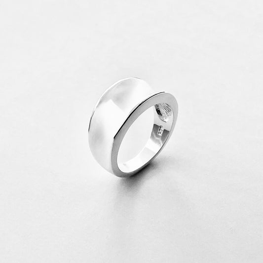 Sterling Silver High Polish Concave Ring, Unisex Wedding Band, Silver Rings