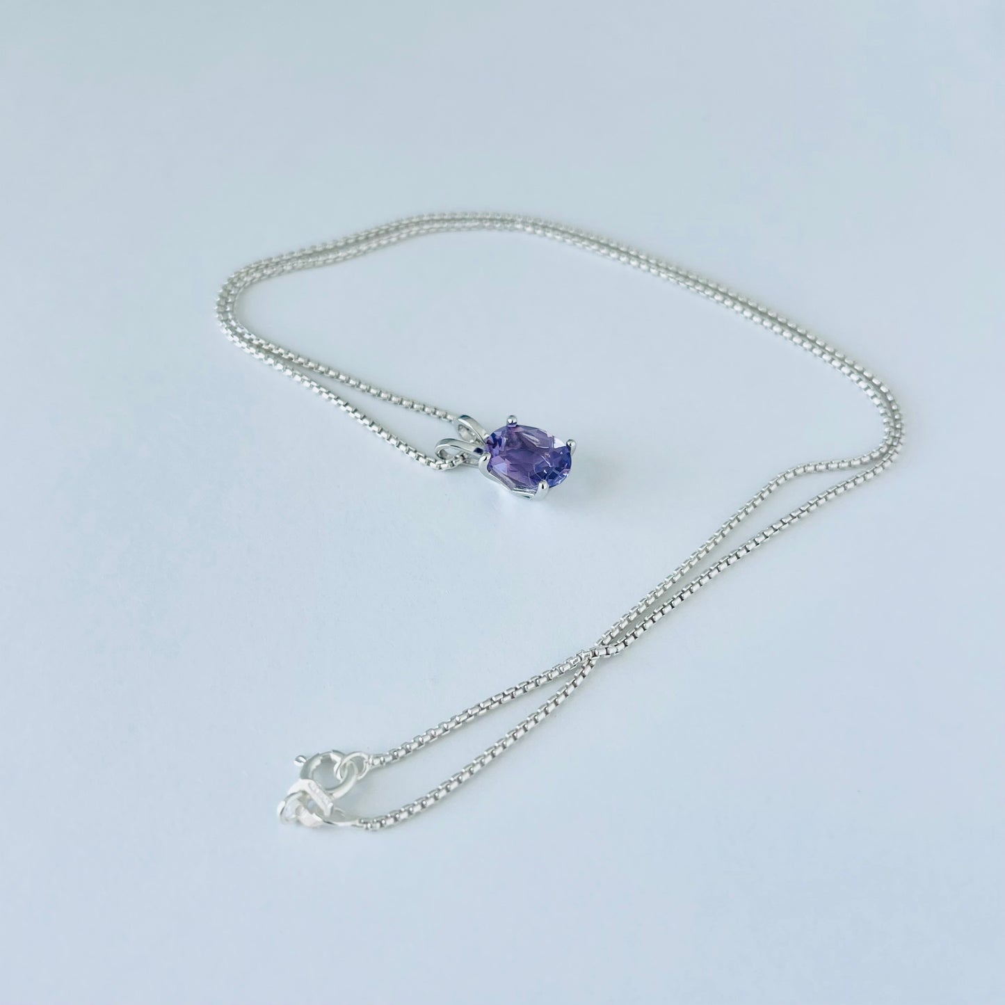 Sterling Silver Small Genuine Amethyst Necklace, February Birthstone Necklace, Silver Necklaces