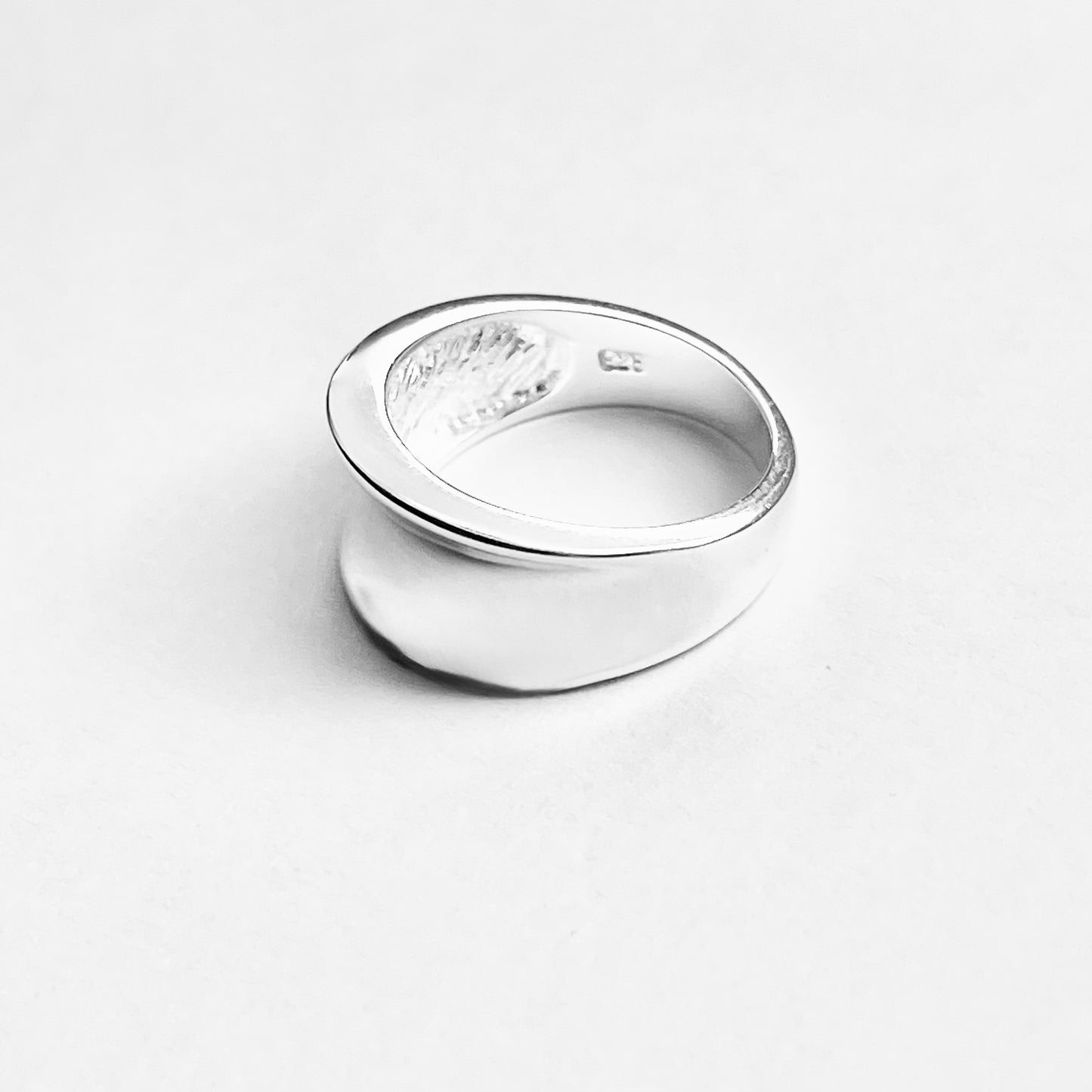 Sterling Silver High Polish Concave Ring, Unisex Wedding Band, Silver Rings